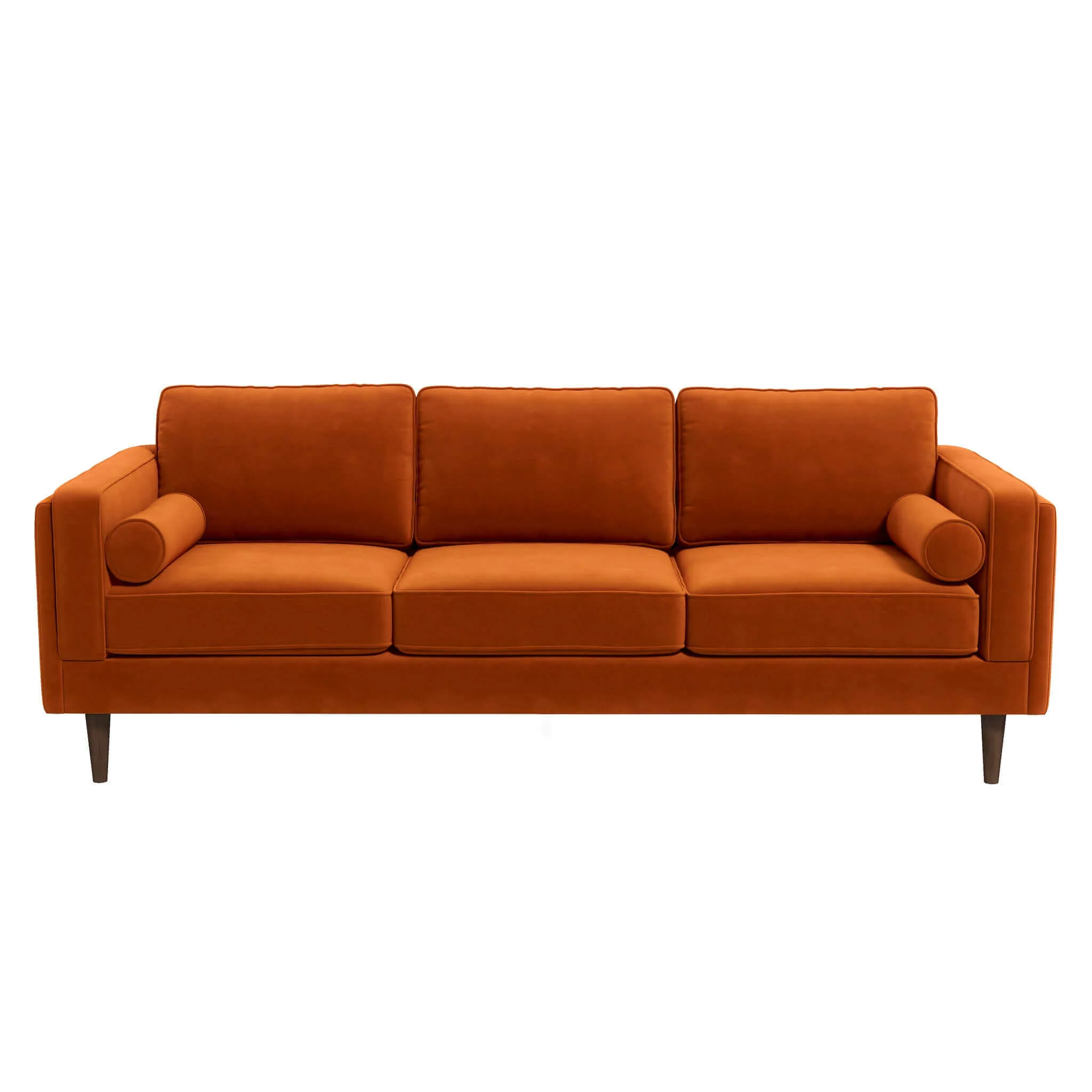 Amber Mid Century Modern Burnt Orange Luxury Modern Velvet Sofa - Image 6