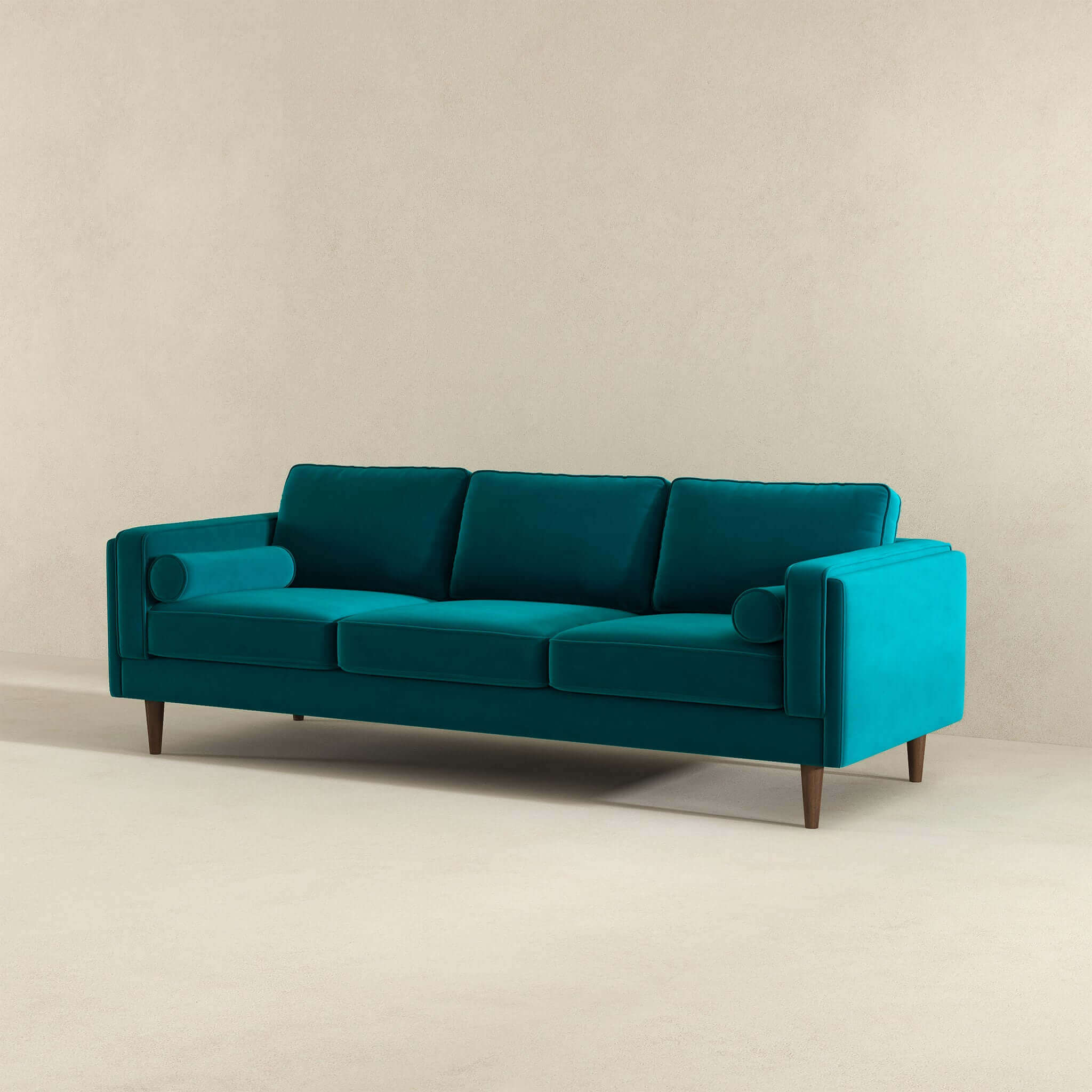 Amber Mid Century Modern Teal Luxury Modern Velvet Sofa - Image 3
