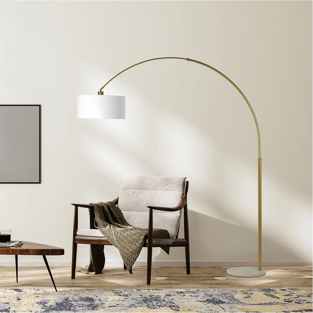 Ambient Arch Gold Brass Floor Lamp with Large Linen Shade - Image 6