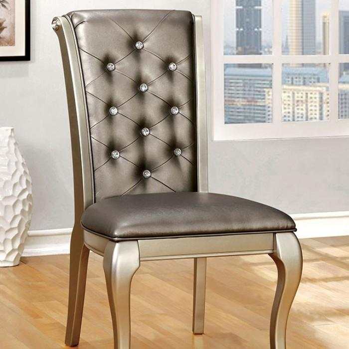Amina Champagne Dining Side Chair (Set of 2) - Image 2