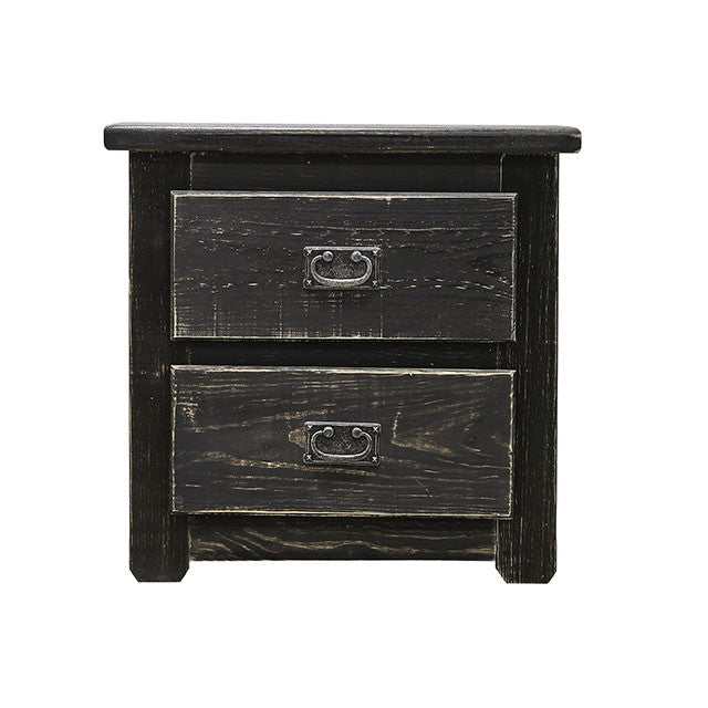 Ampelios Wire-Brushed Black Nightstand - Image 2