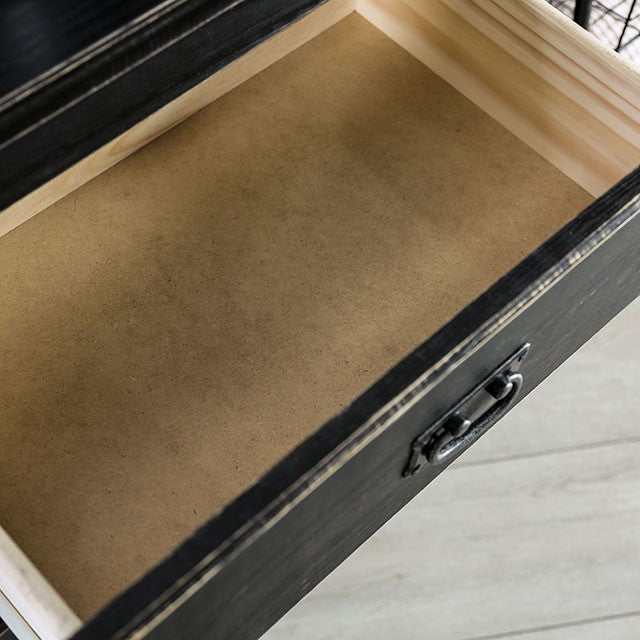 Ampelios Wire-Brushed Black Nightstand - Image 4