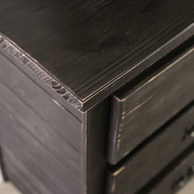 Ampelios Wire-Brushed Black Nightstand - Image 5