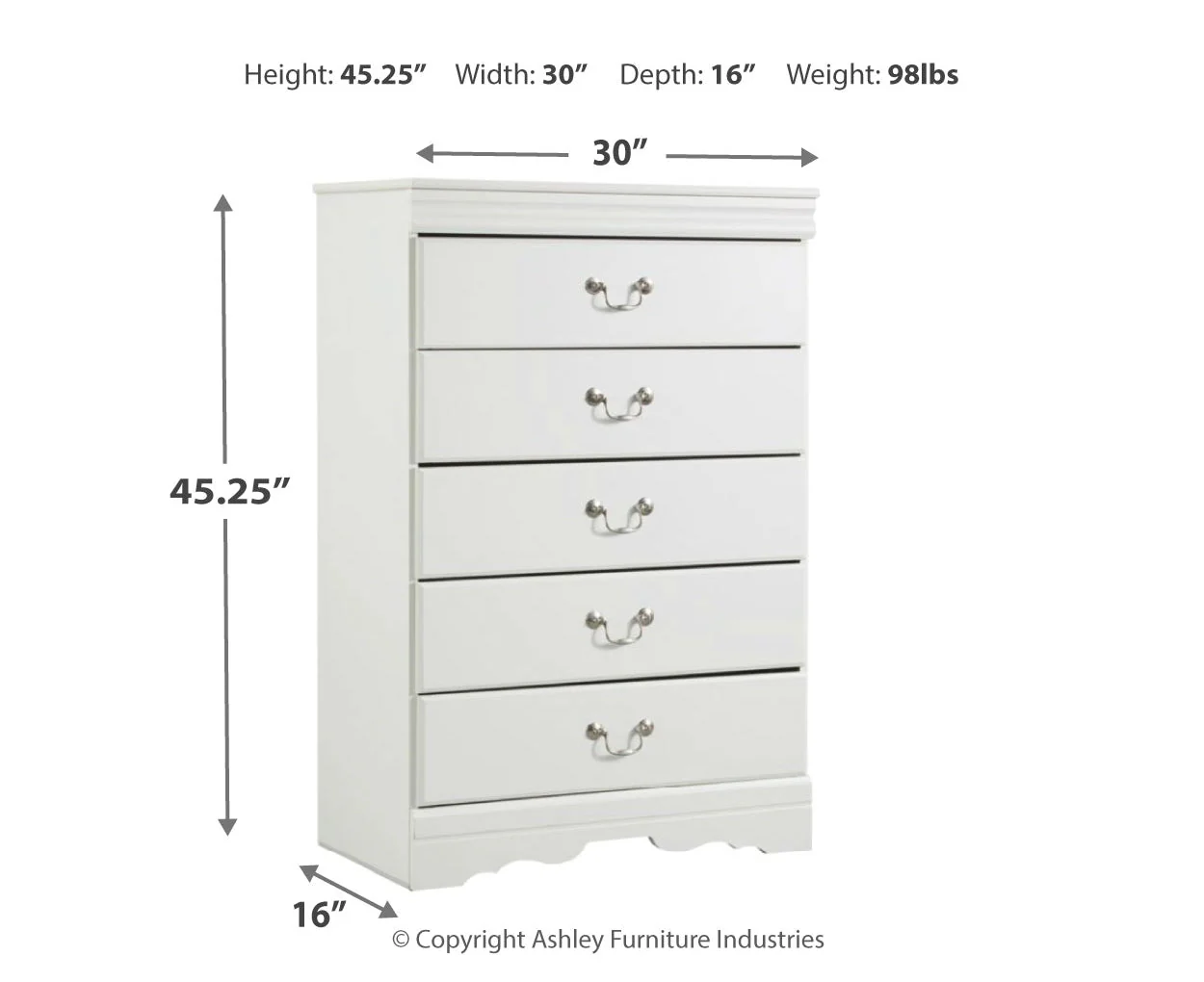 Anarasia Five Drawer Chest - Image 3