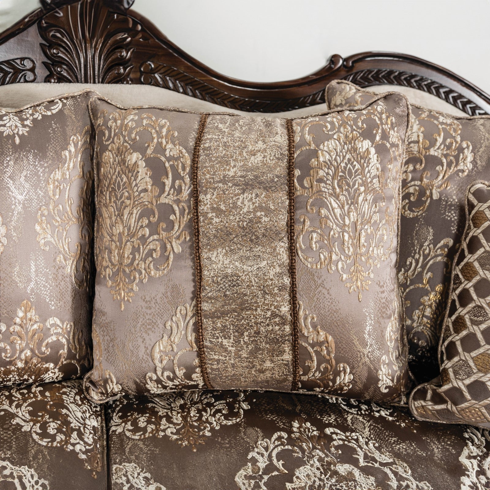Andalusia Light Brown / Dark Cherry Upholstery Living Room Set - Image 5