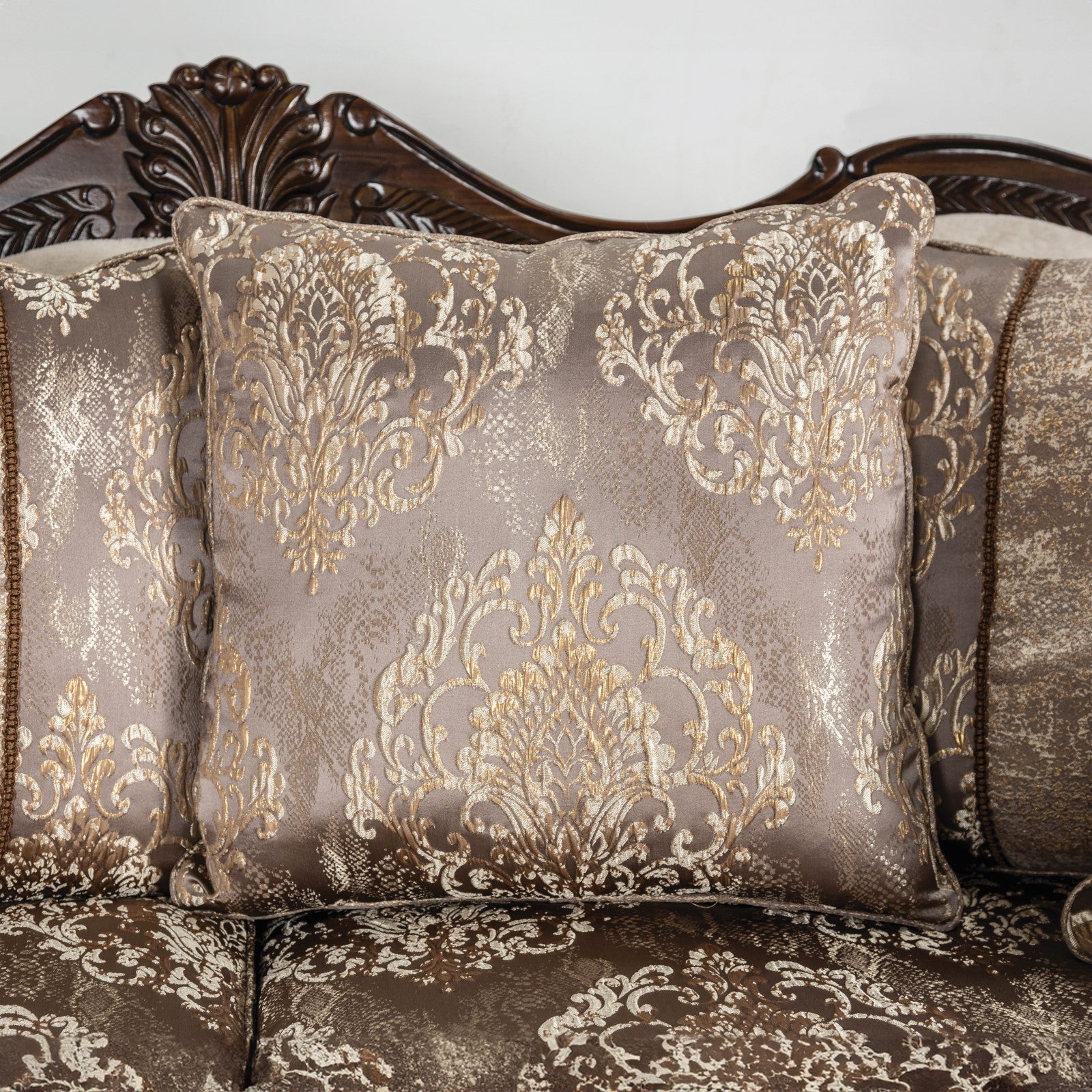 Andalusia Light Brown / Dark Cherry Upholstery Living Room Set - Image 6