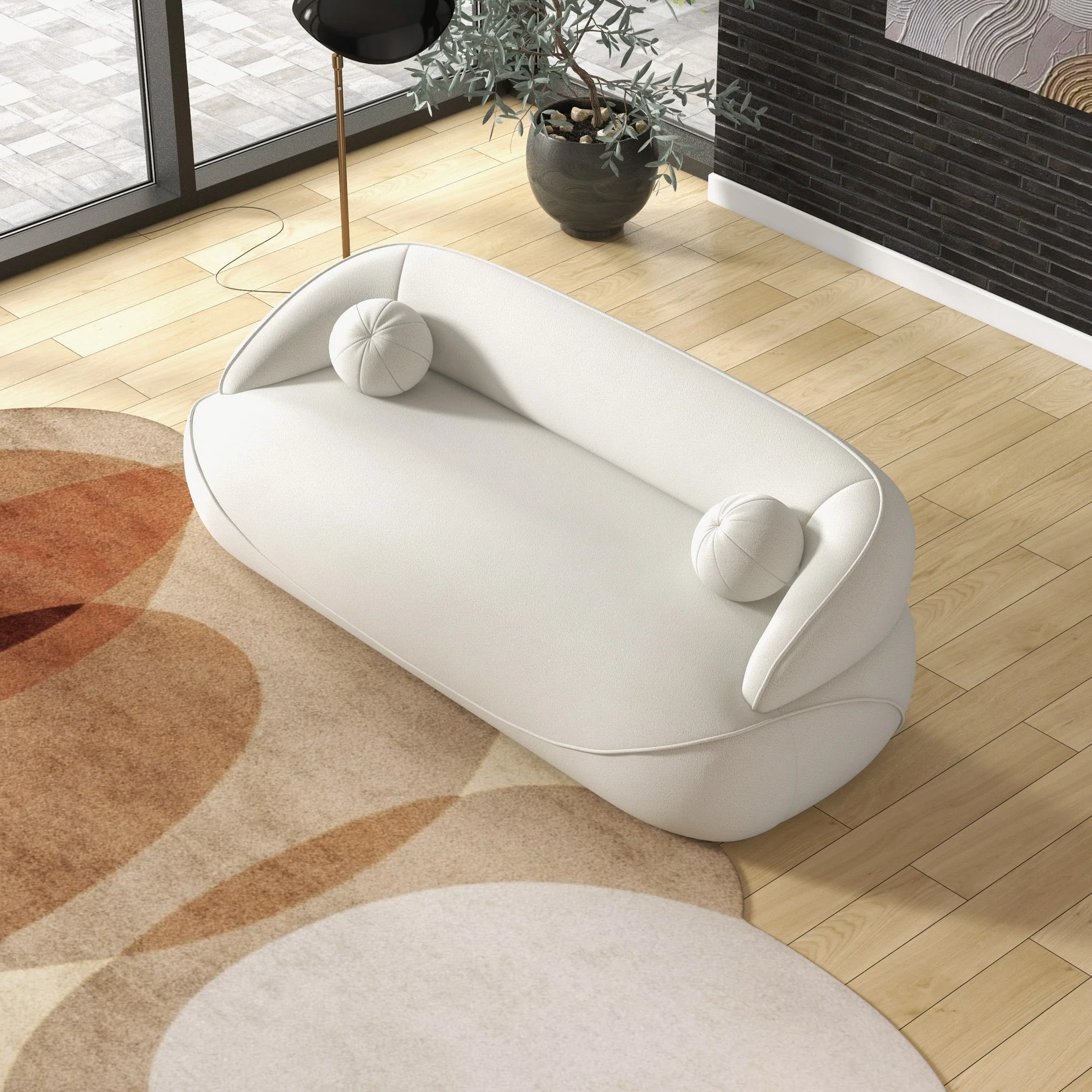 Andrew Beige Boucle Sofa - Image 9