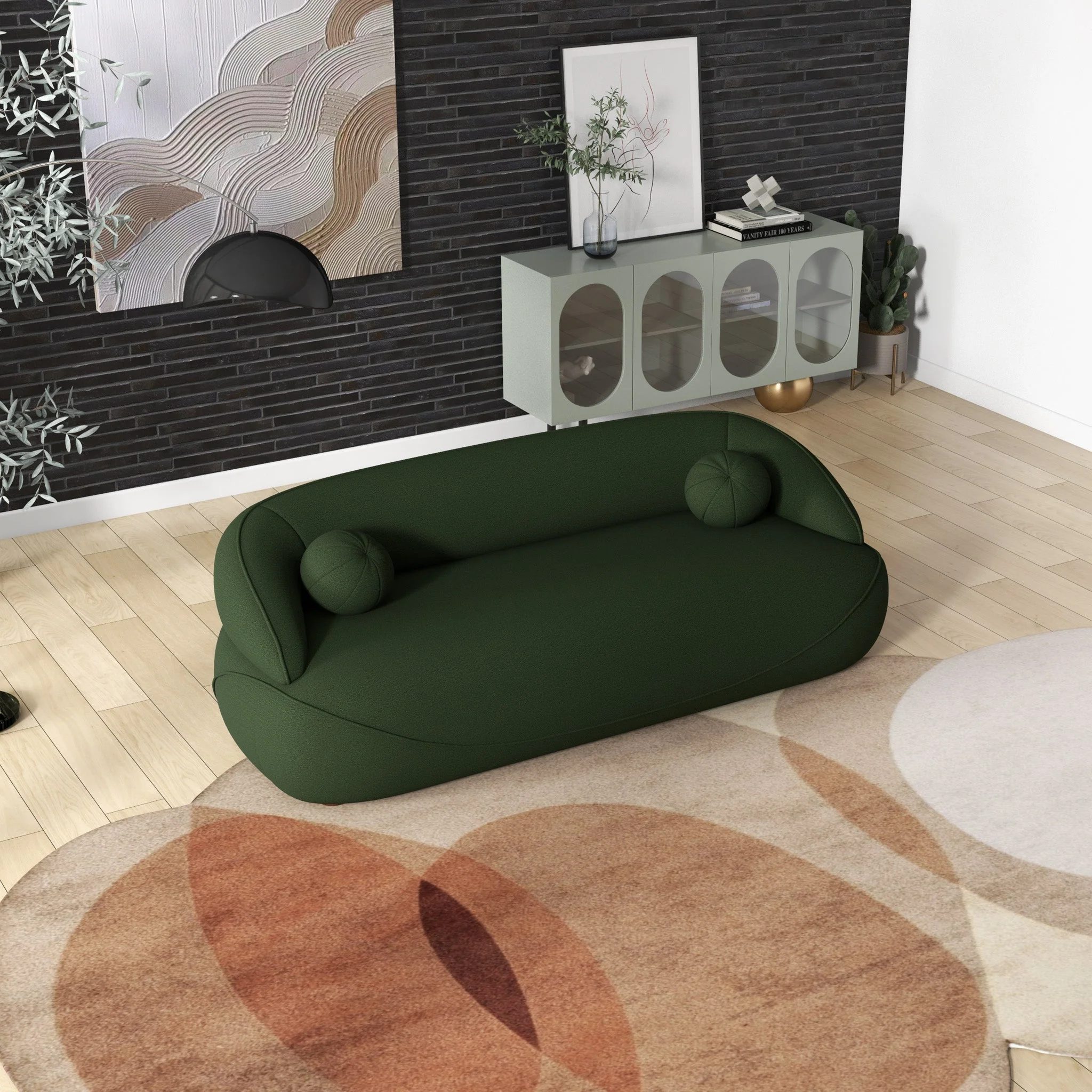 Andrew Dark Green Boucle Sofa - Image 3
