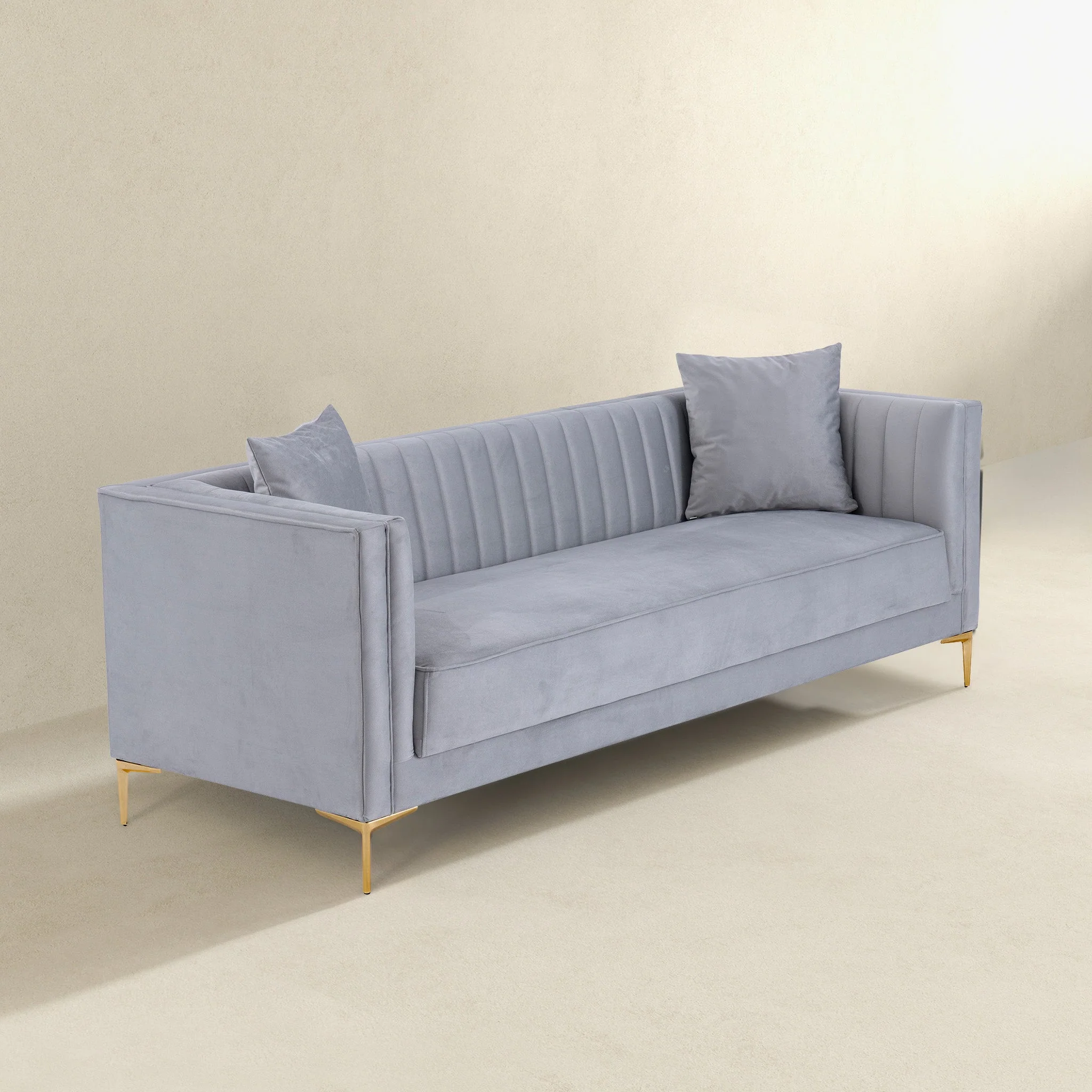 Angelina Sofa 91" (Light Grey Velvet) - Image 3
