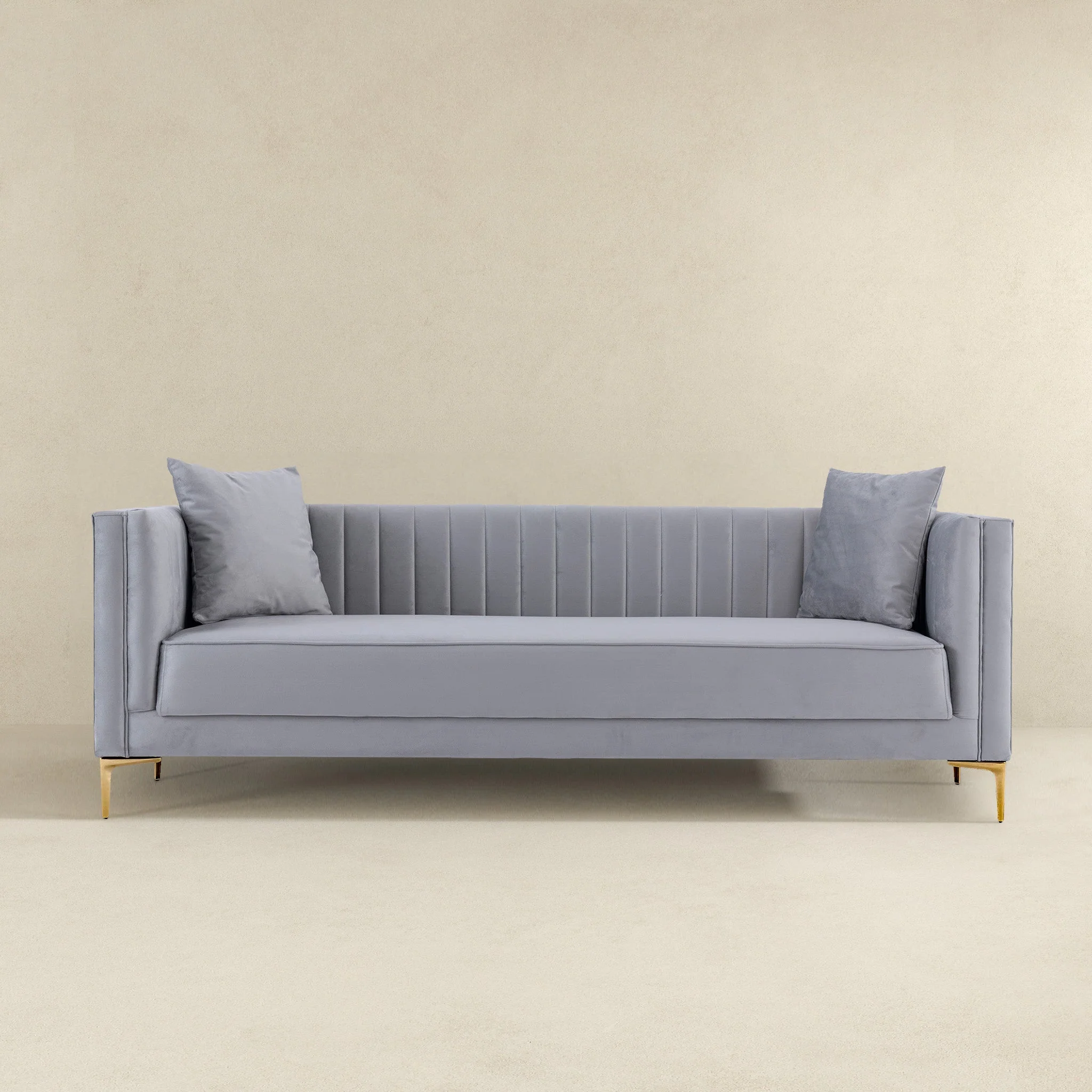 Angelina Sofa 91" (Light Grey Velvet) - Image 4