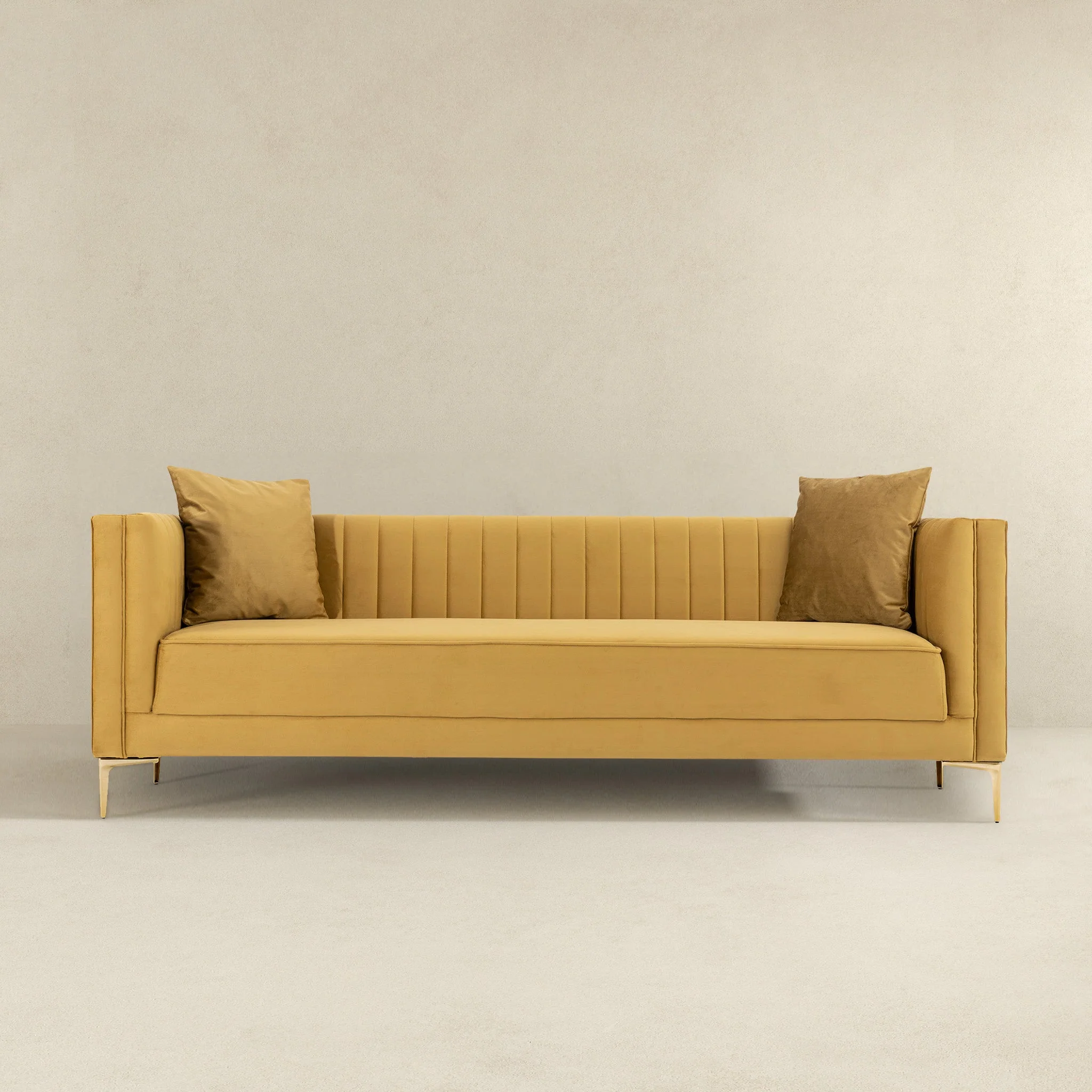 Angelina Sofa 91" (Yellow Mustard Velvet) - Image 4
