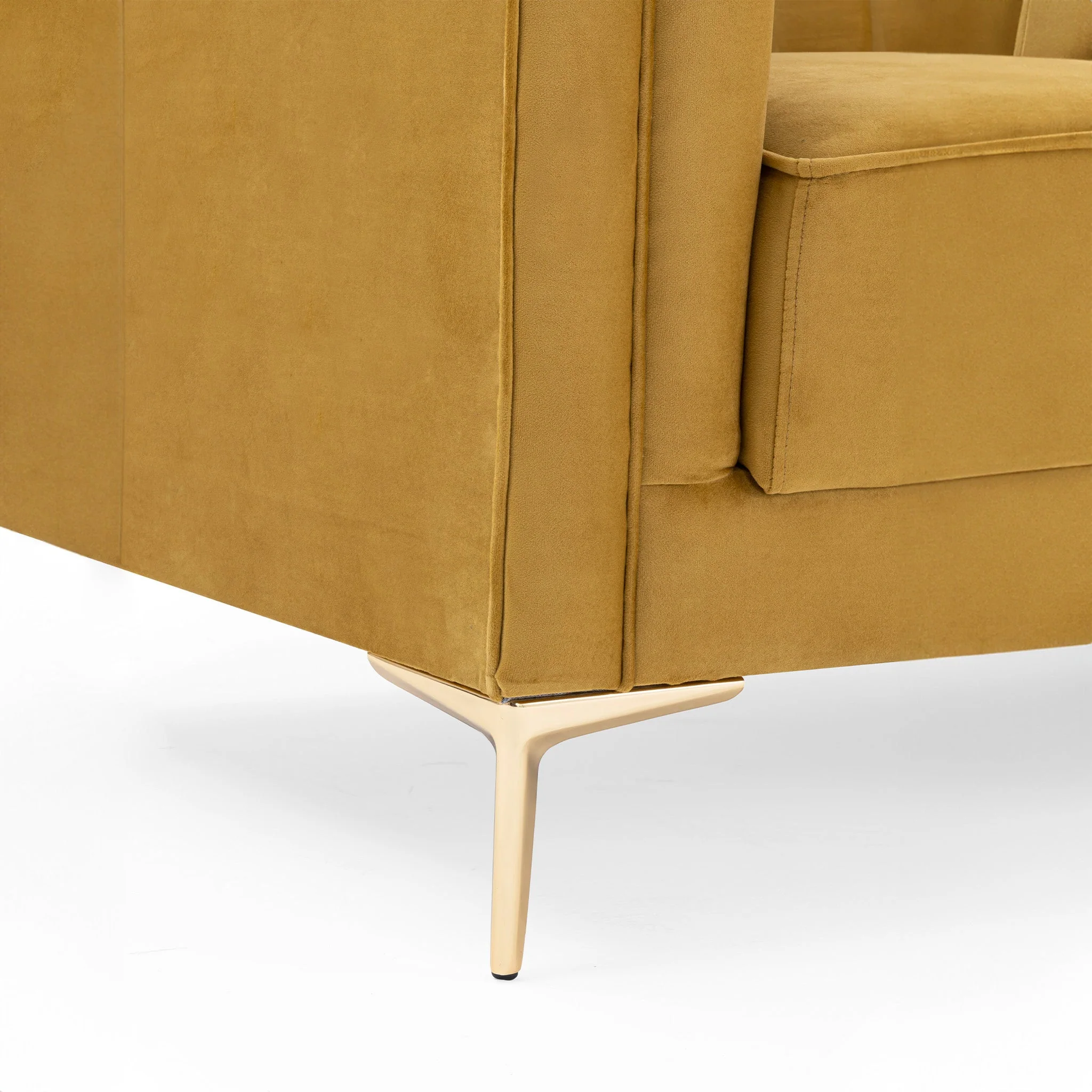 Angelina Sofa 91" (Yellow Mustard Velvet) - Image 5