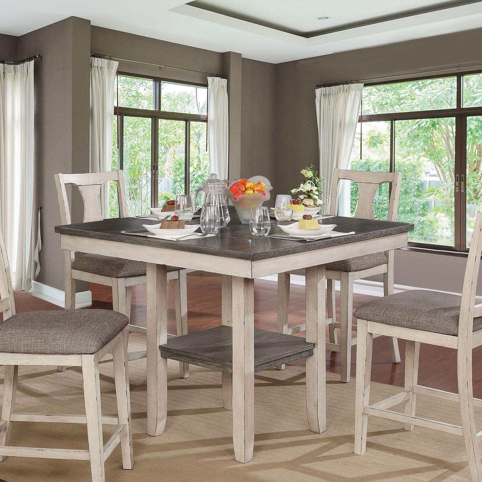Ann Antique White & Gray 5p Counter Height Dining Room Set - Image 3