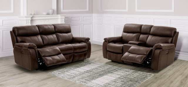 Antenor Brown Top Grain Leather Match Power Loveseat - Image 2
