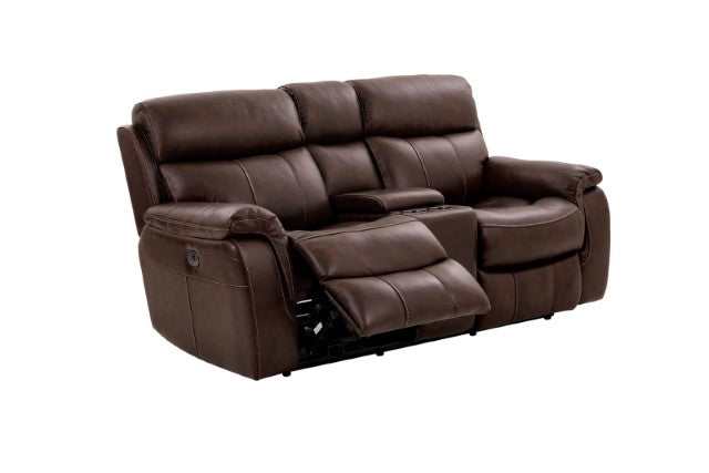 Antenor Brown Top Grain Leather Match Power Loveseat - Image 3