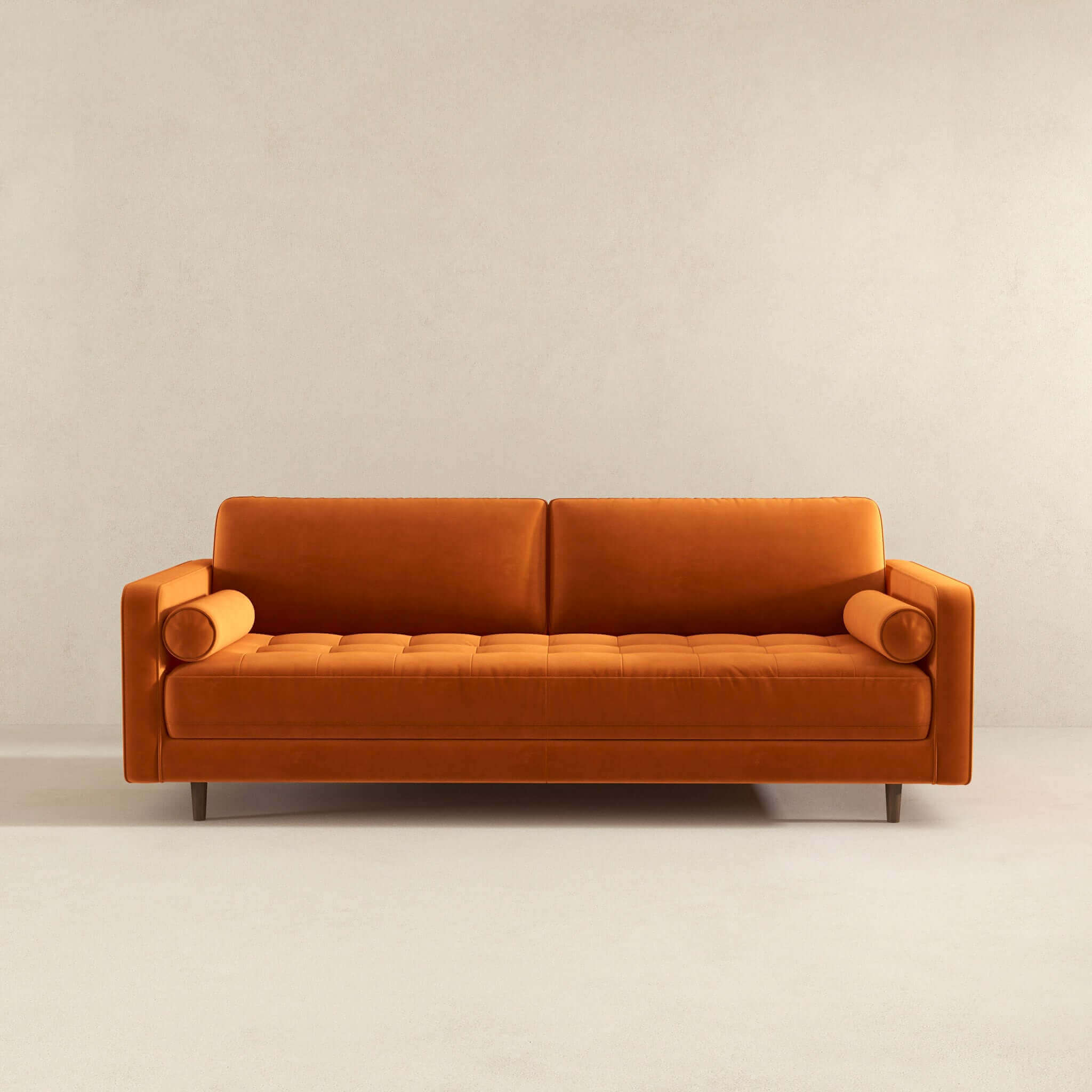 Anthony  Burnt Orange Pillow Back Velvet Sofa - Image 3