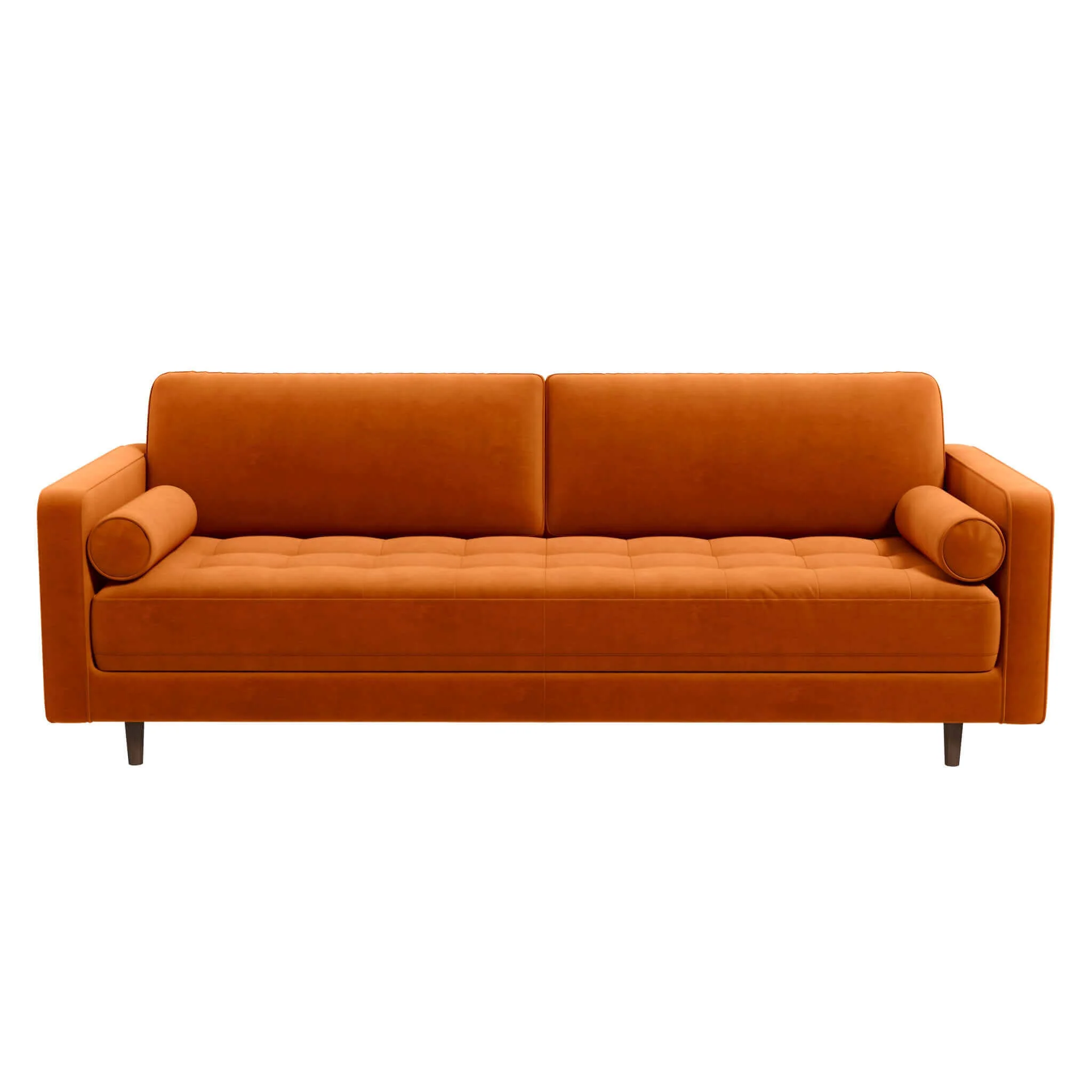 Anthony  Burnt Orange Pillow Back Velvet Sofa - Image 7