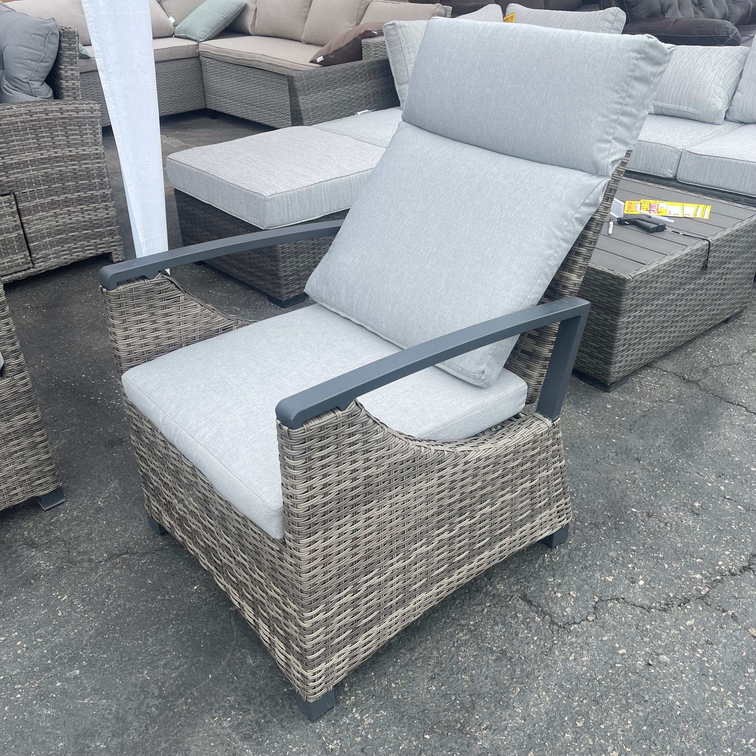 Antigua Gun Metal & Brown/Gray Outdoor Arm Chair - Image 4