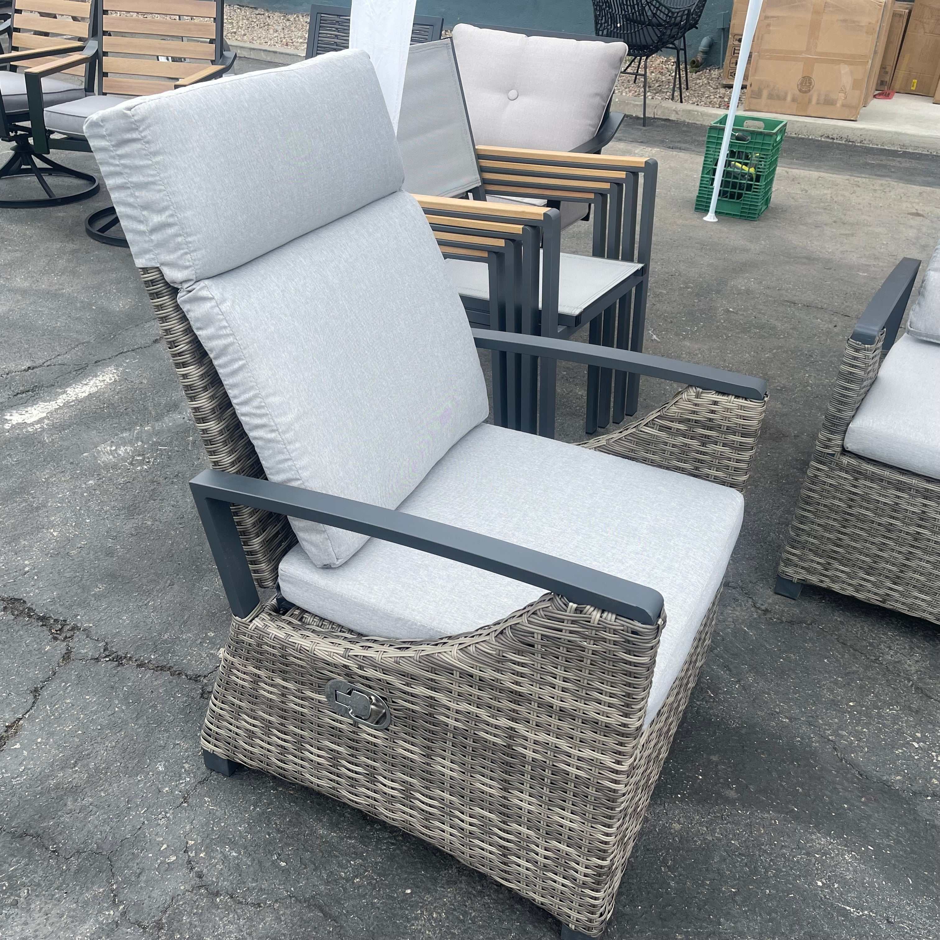 Antigua Gun Metal & Brown/Gray Outdoor Arm Chair - Image 5