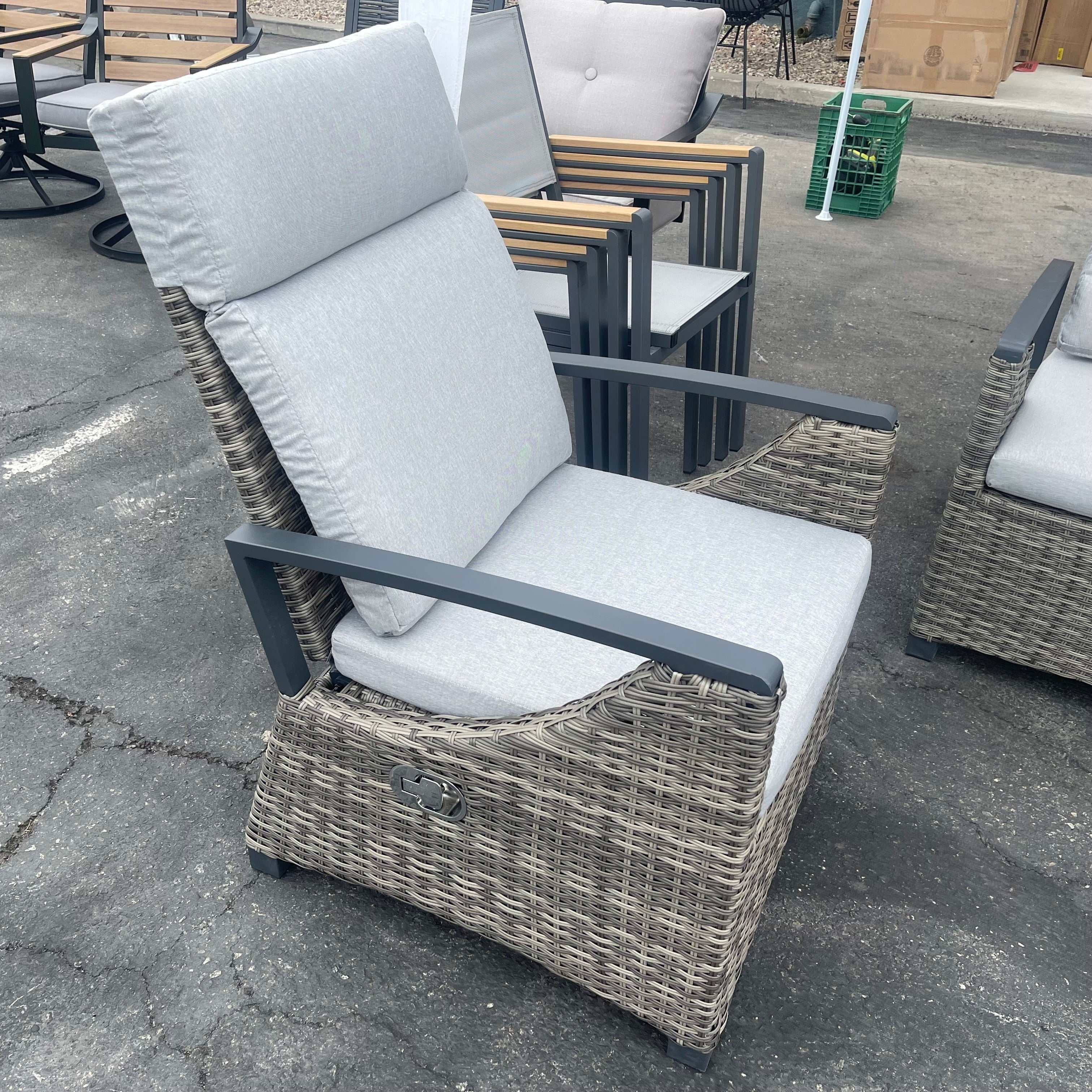 Antigua Gun Metal & Brown/Gray Outdoor Arm Chair - Image 6