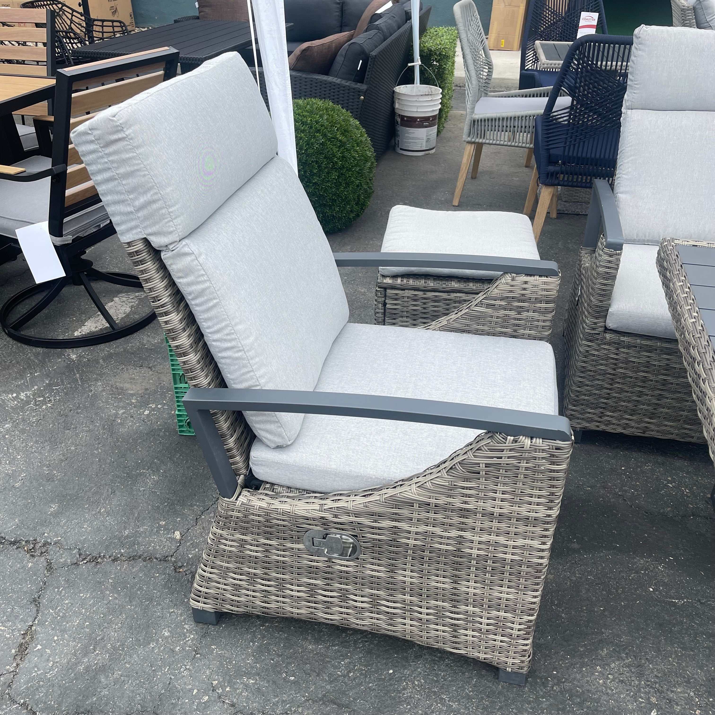Antigua Gun Metal & Brown/Gray Outdoor Arm Chair - Image 8