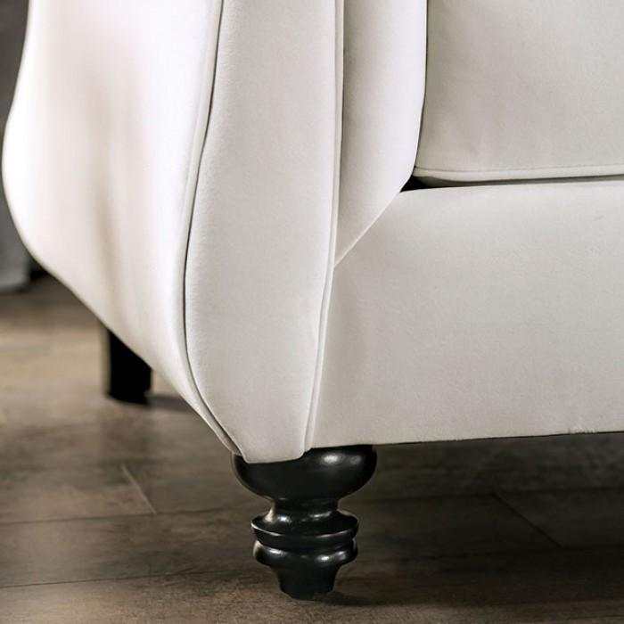 Antoinette White Velvet Stationary Sofa & Loveseat 2pc - Image 4