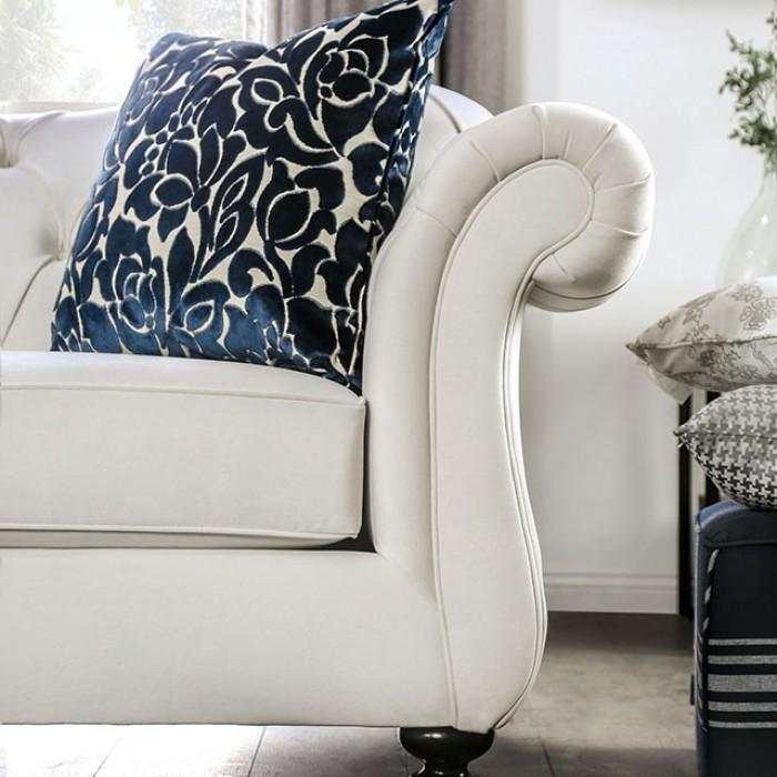Antoinette White Velvet Stationary Sofa & Loveseat 2pc - Image 6