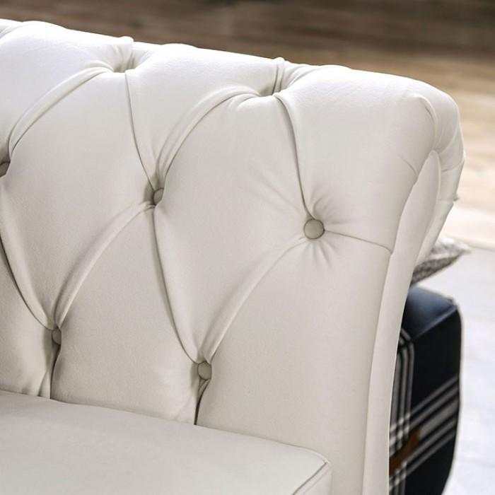 Antoinette White Velvet Stationary Sofa & Loveseat 2pc - Image 8