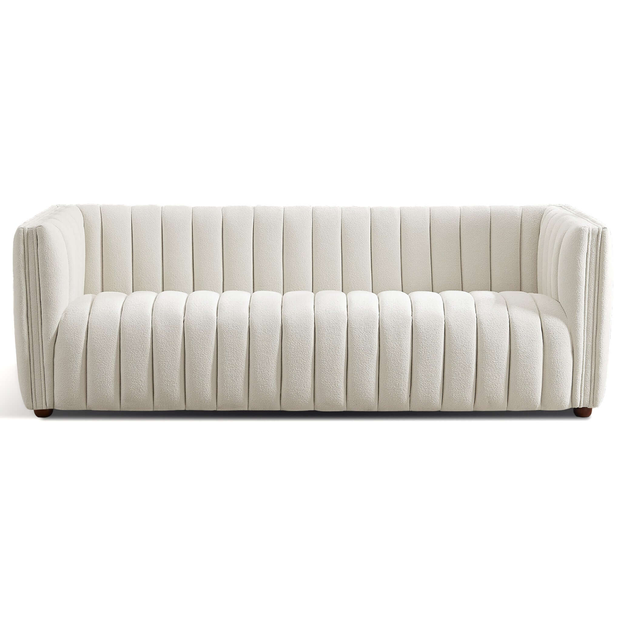 April Mid Century Modern Luxury Tight Back Beige Boucle Couch - Image 6