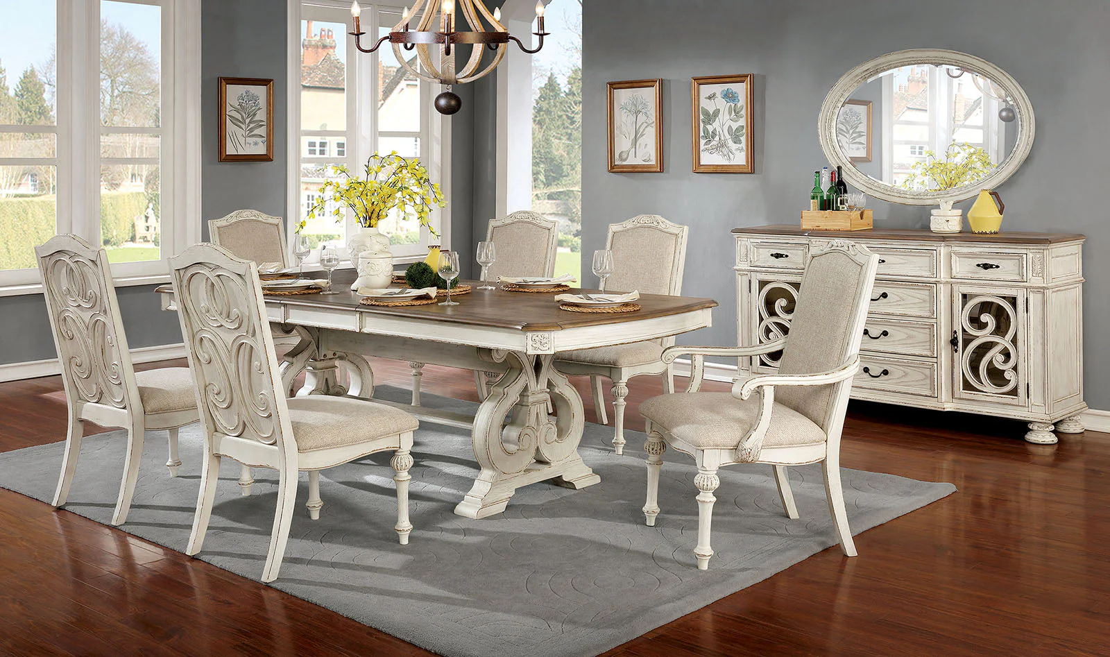 Arcadia Antique White 9 Pc. Dining Room Set - Image 2