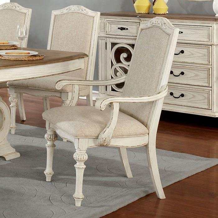 Arcadia Antique White & Ivory Arm Chair (Set of 2) - Image 2
