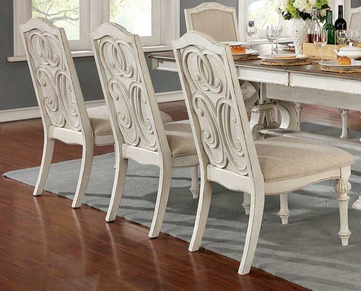 Arcadia Antique White & Ivory Side Chair (Set of 2) - Image 3