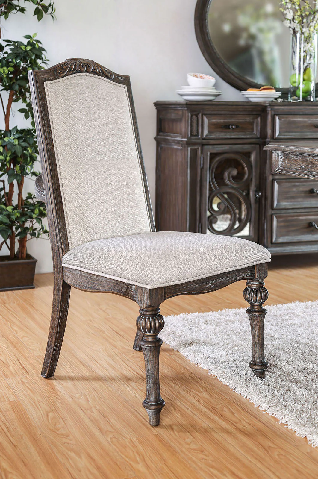 Arcadia Rustic Natural Tone/Ivory 7 Pc. Round Dining Room Set - Image 5