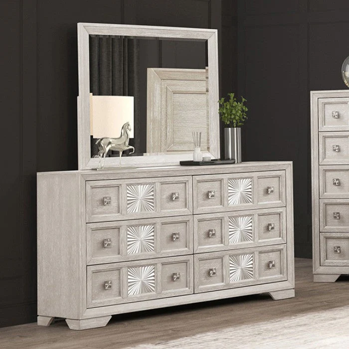 Argenthart Light Gray Queen 5 Piece Bedroom Set w/2 Nightstands - Image 2