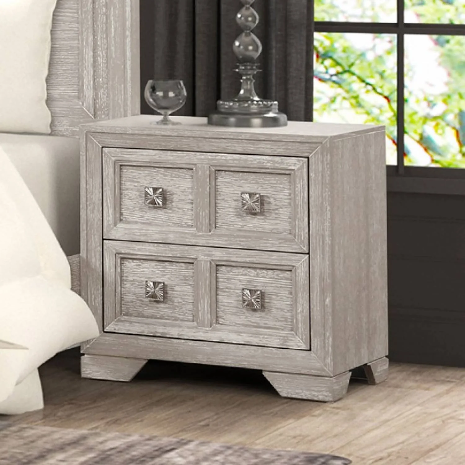 Argenthart Light Gray Queen 5 Piece Bedroom Set w/Chest - Image 3