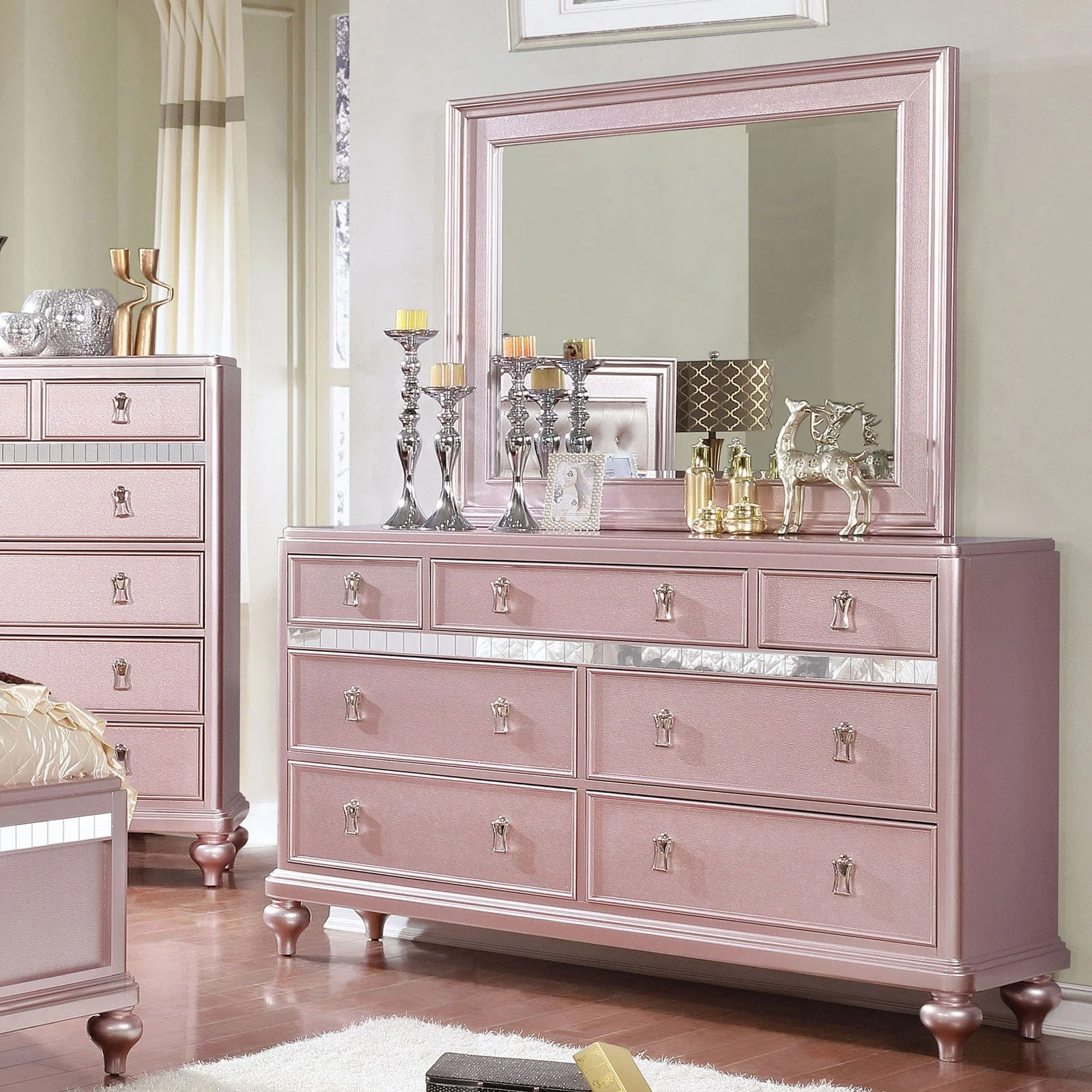 Ariston Rose Gold 4 Pc. Twin Bedroom Set - Image 3