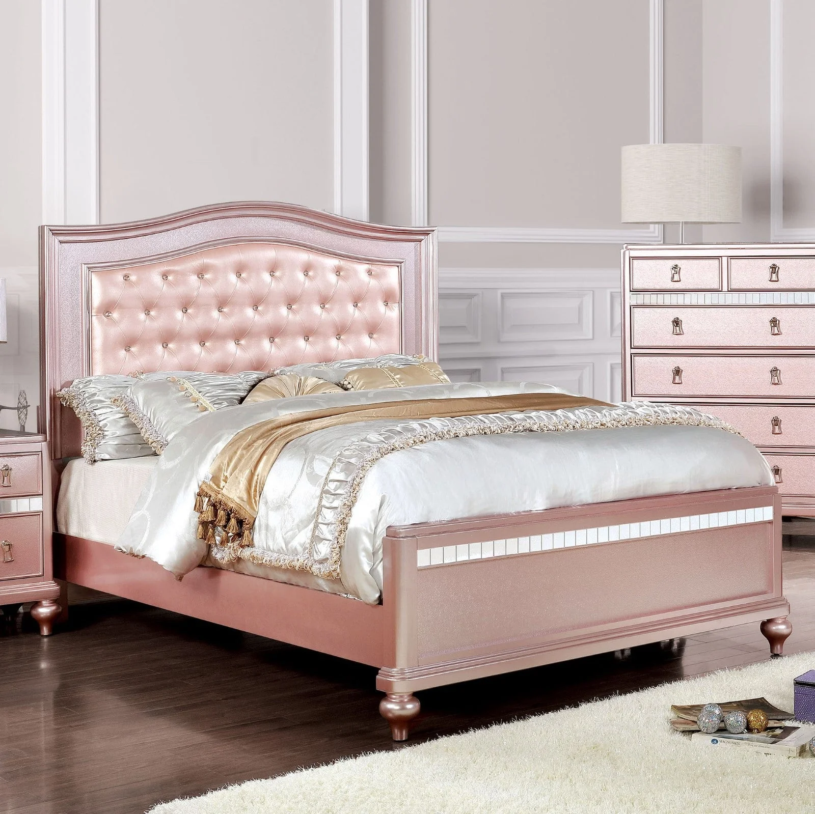 Ariston Rose Gold 4 Pc. Twin Bedroom Set - Image 2
