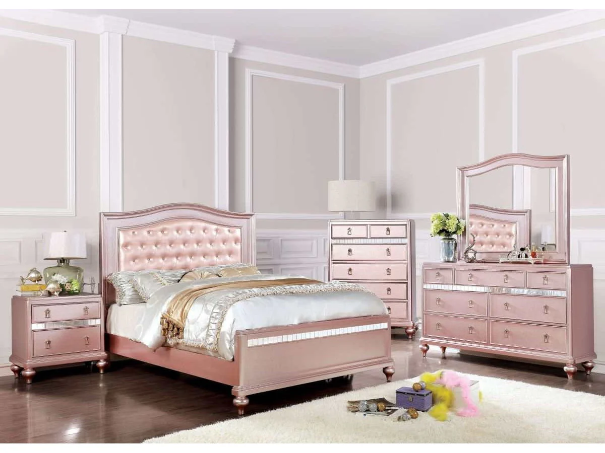 Ariston Rose Gold 4pc Full Bedroom Set
