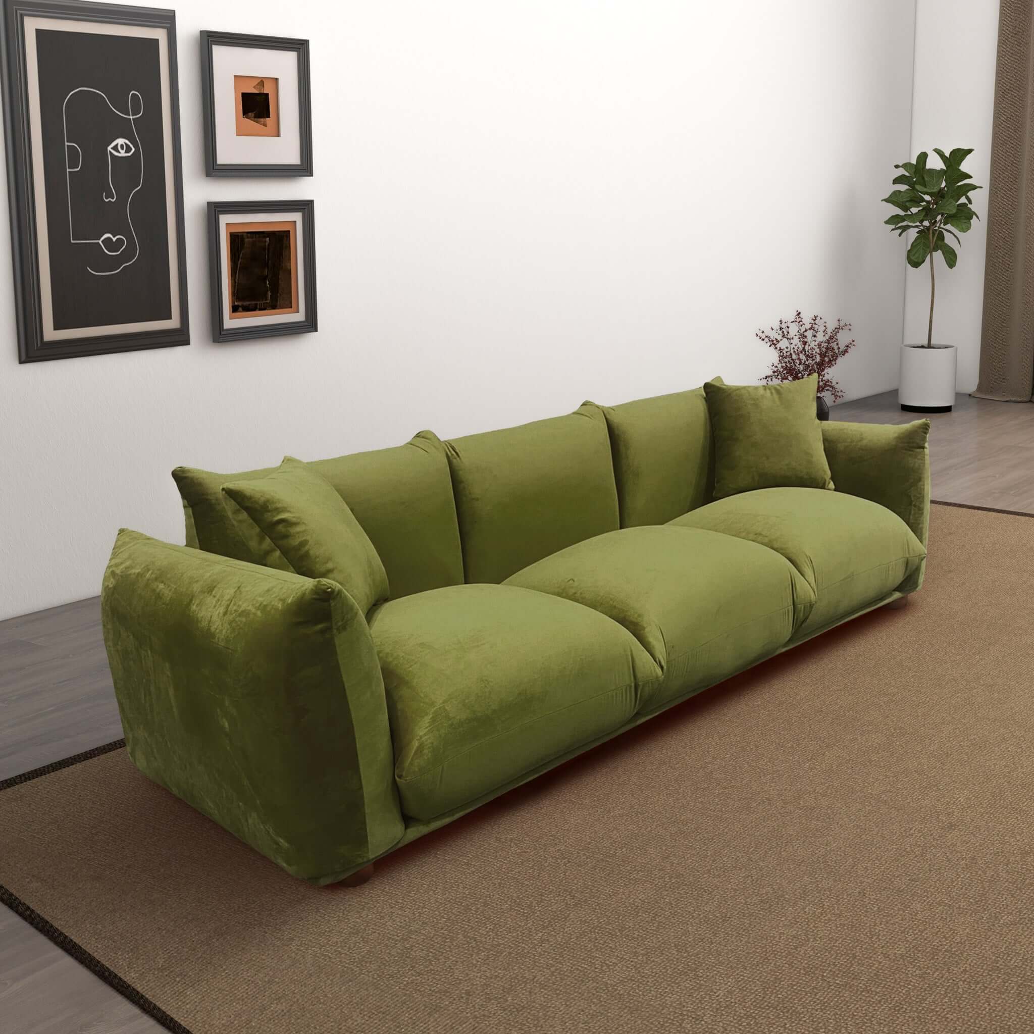 Arlo Olive Green Velvet Sofa - Image 2