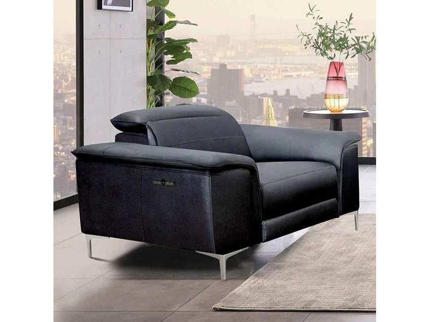 Ascona Black Leatherette Power Recliner