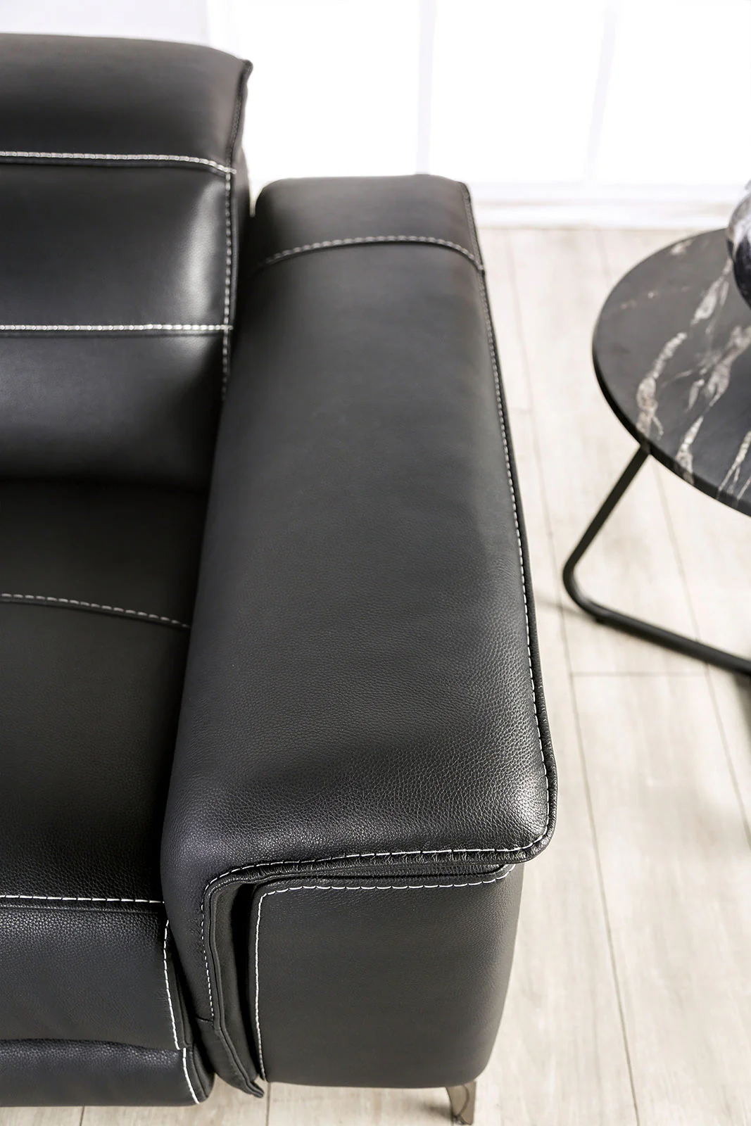 Ascona Black Leatherette Power Reclining Sofa & Loveseat - Image 4
