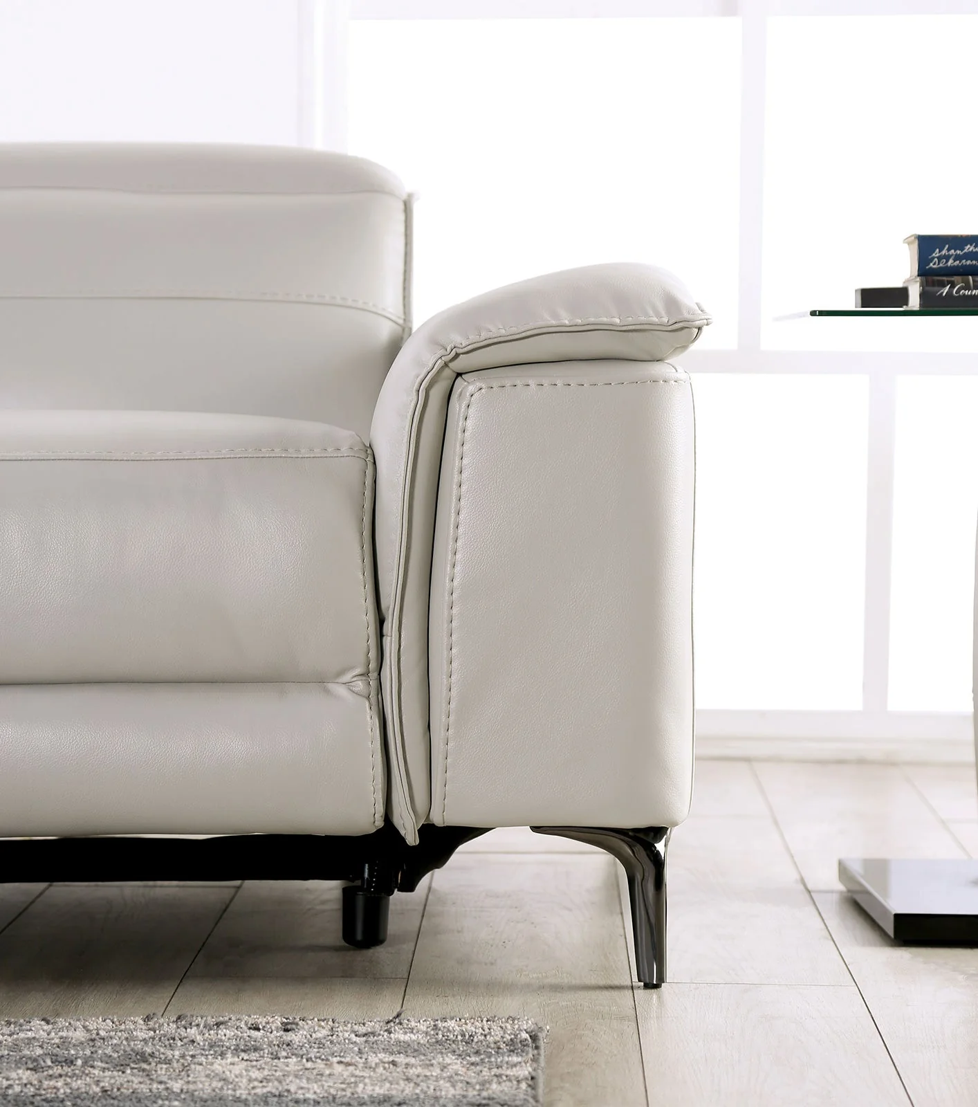 Ascona Light Taupe Leatherette Power Loveseat - Image 4