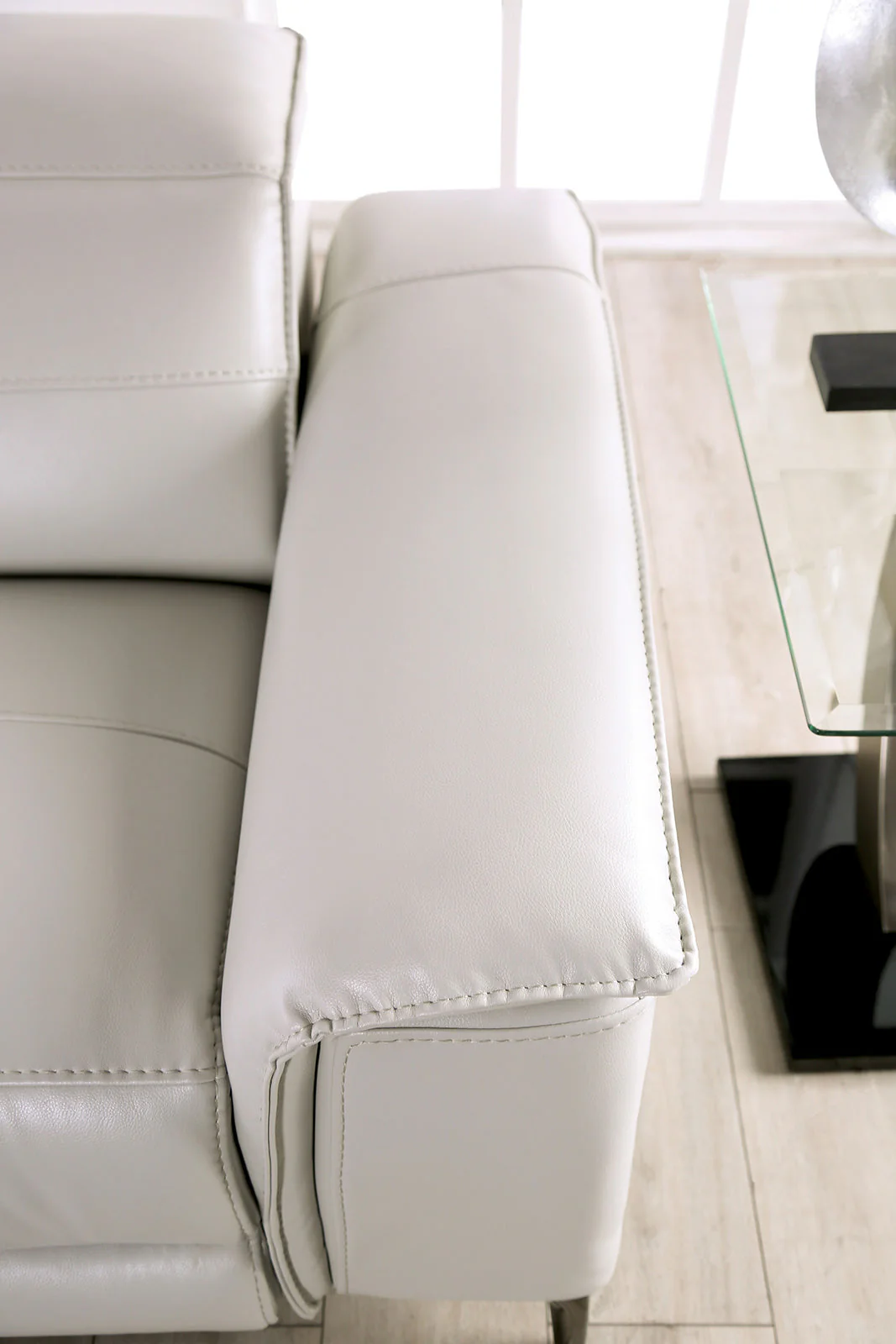 Ascona Light Taupe Leatherette Power Reclining Sofa & Loveseat - Image 6