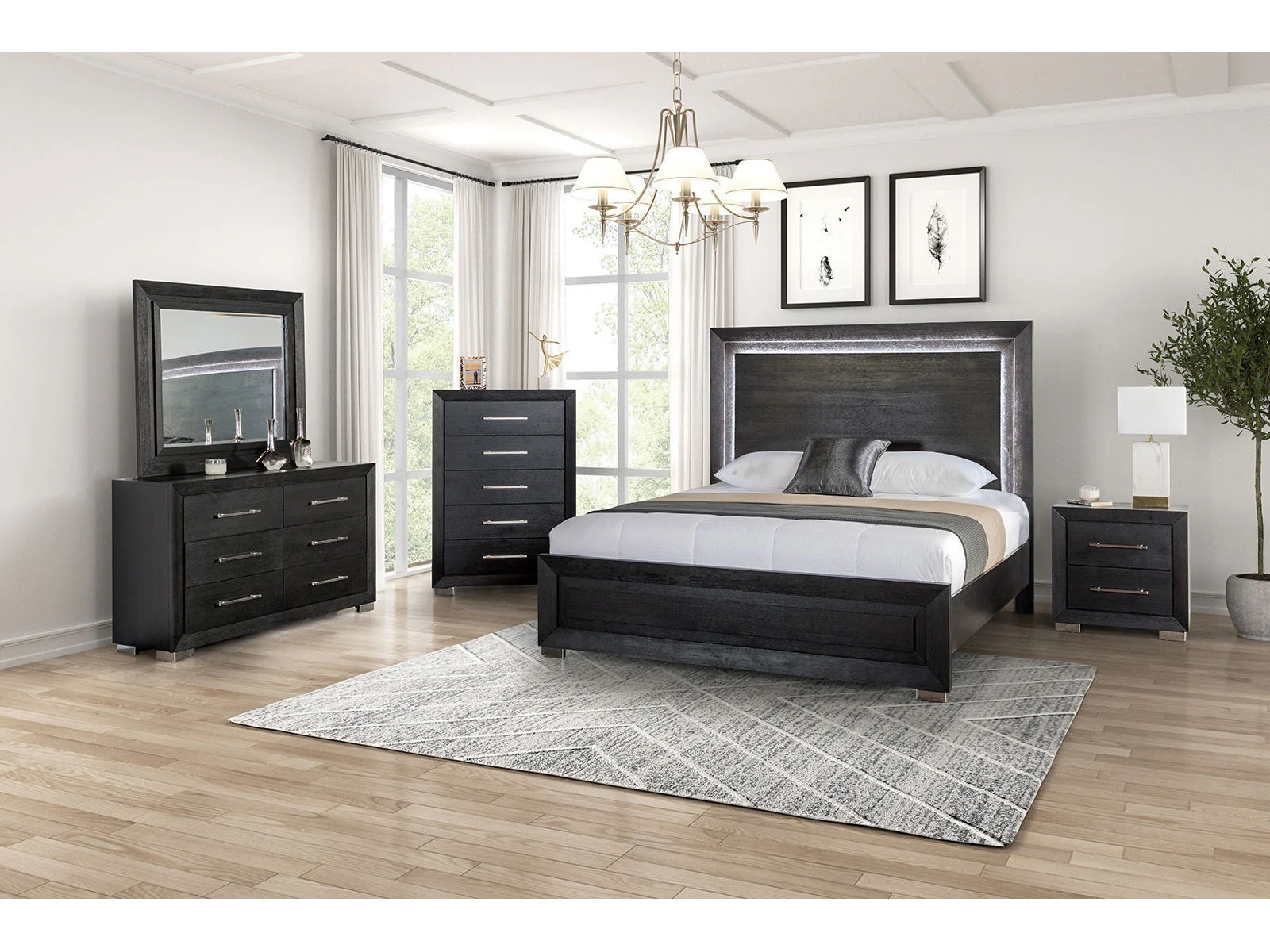 Ashbourne Black Queen Bed