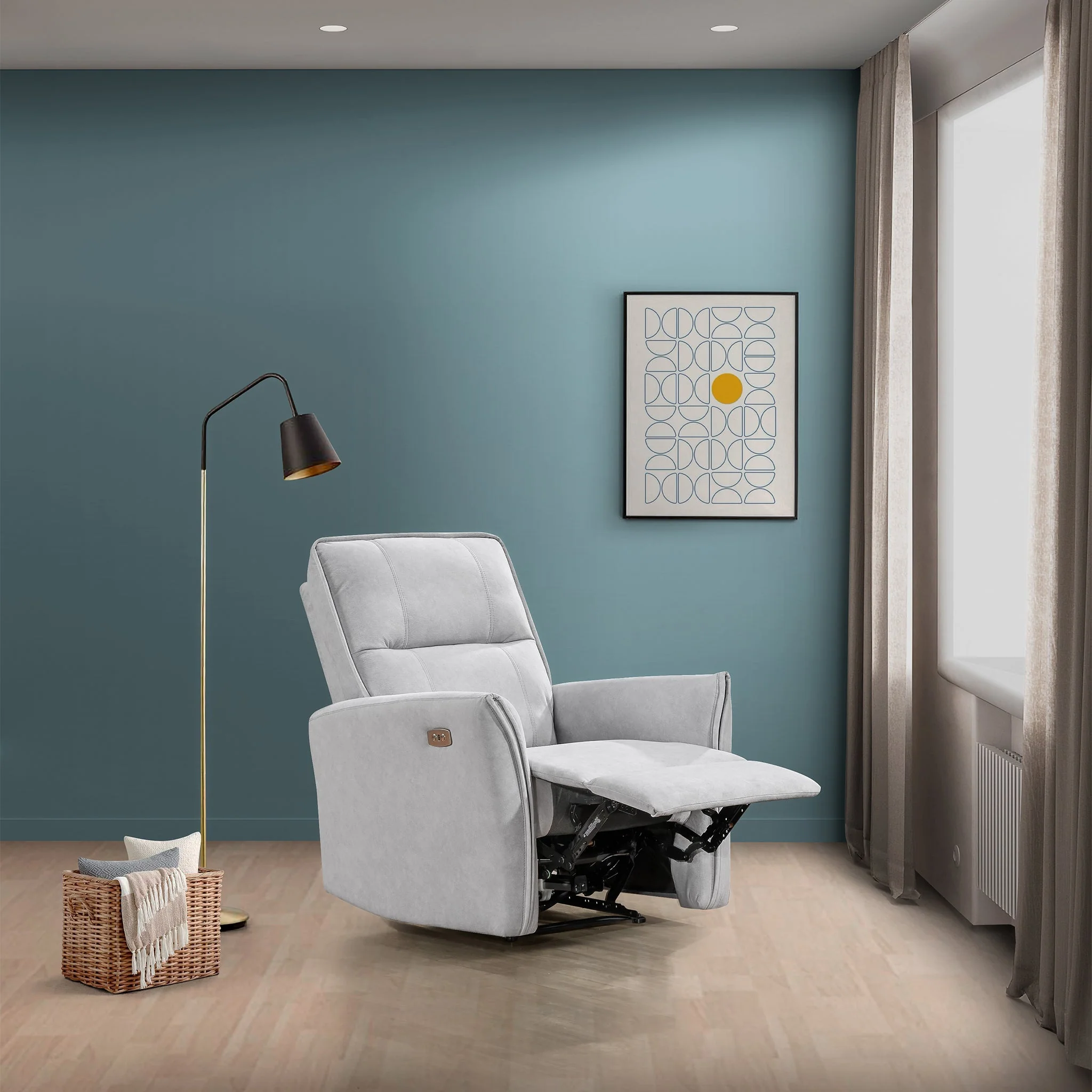 Asheville Grey Suede Recliner Chair - Image 5