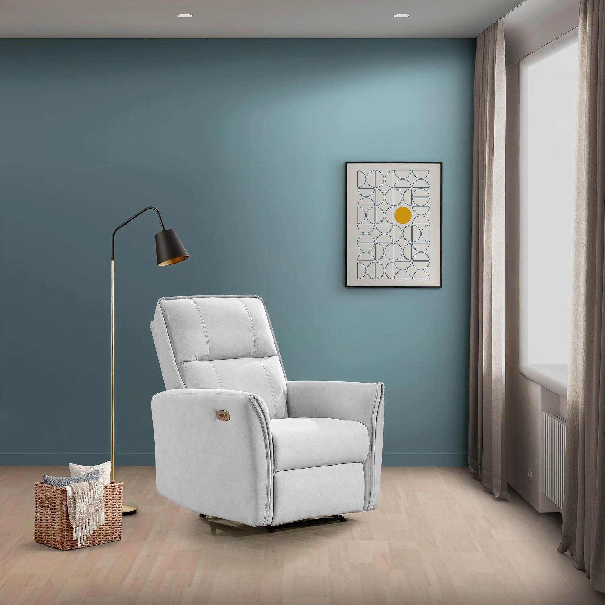 Asheville Grey Suede Recliner Chair - Image 6
