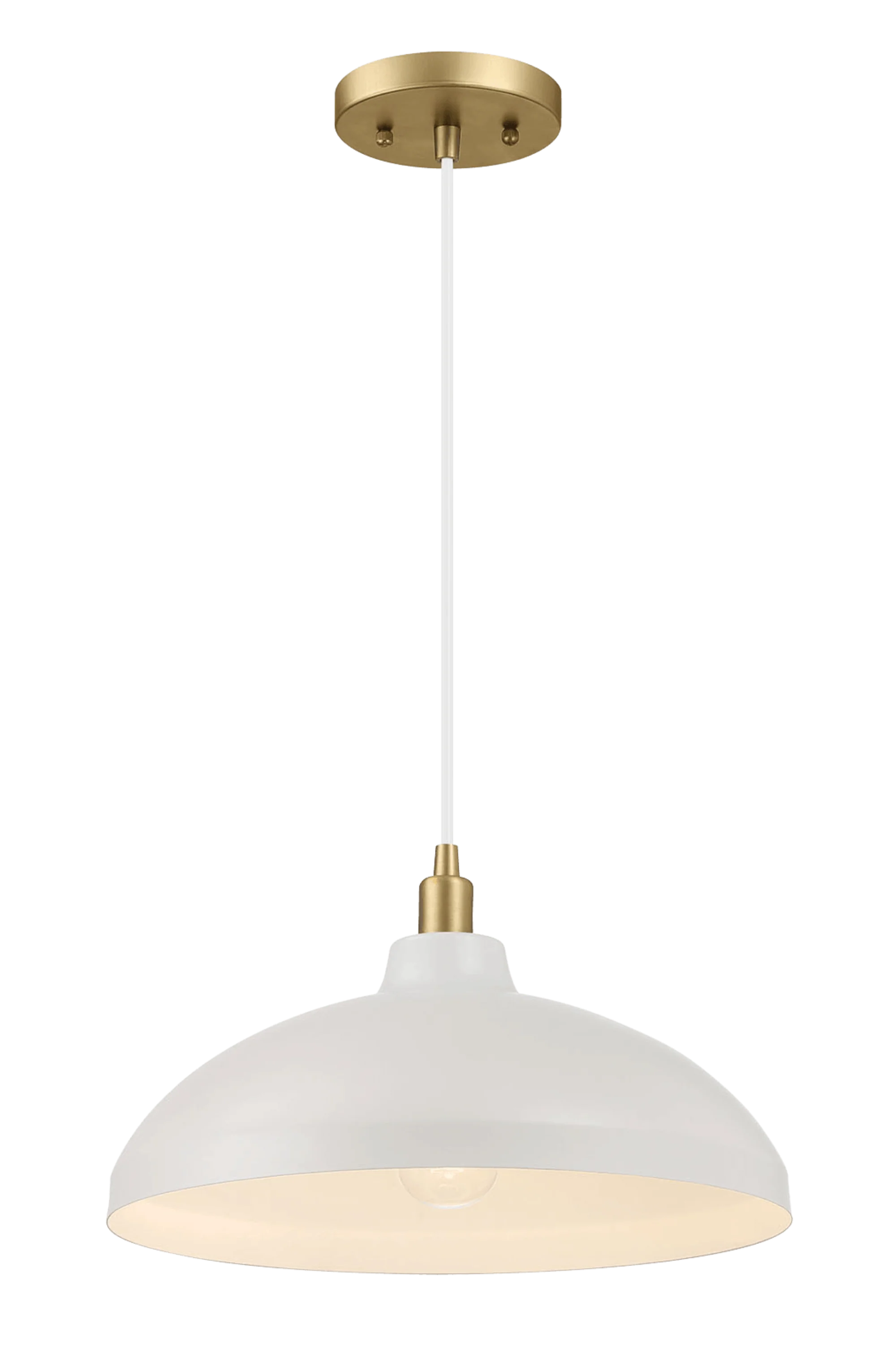 Astral Single Light White Pendant Lamp with Golder Brass Finish for Entrance Kitchen Island 14"D × 8"H - Image 2