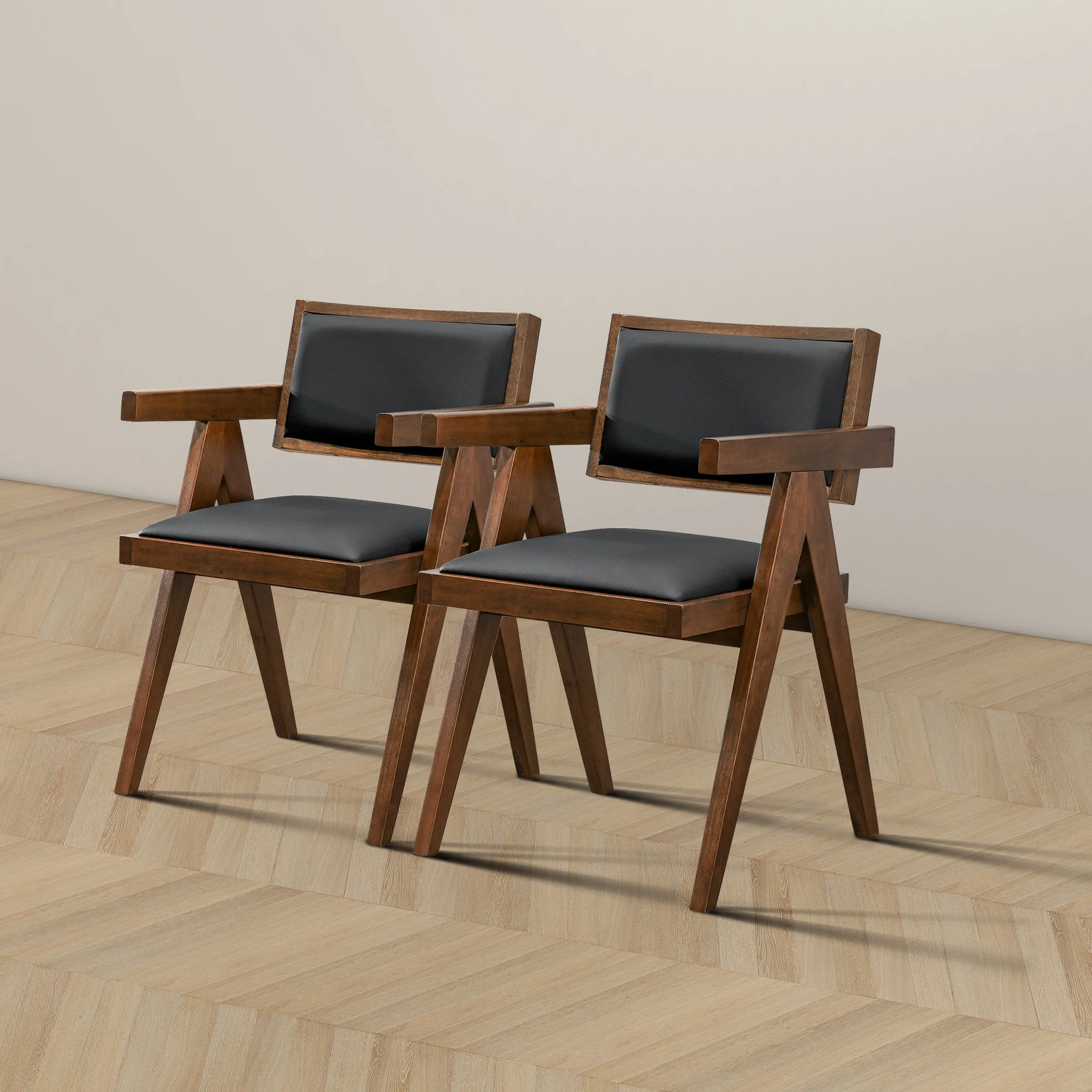 Athena Black Vegan Leather Dining Chair (Set Of 2) - Image 5