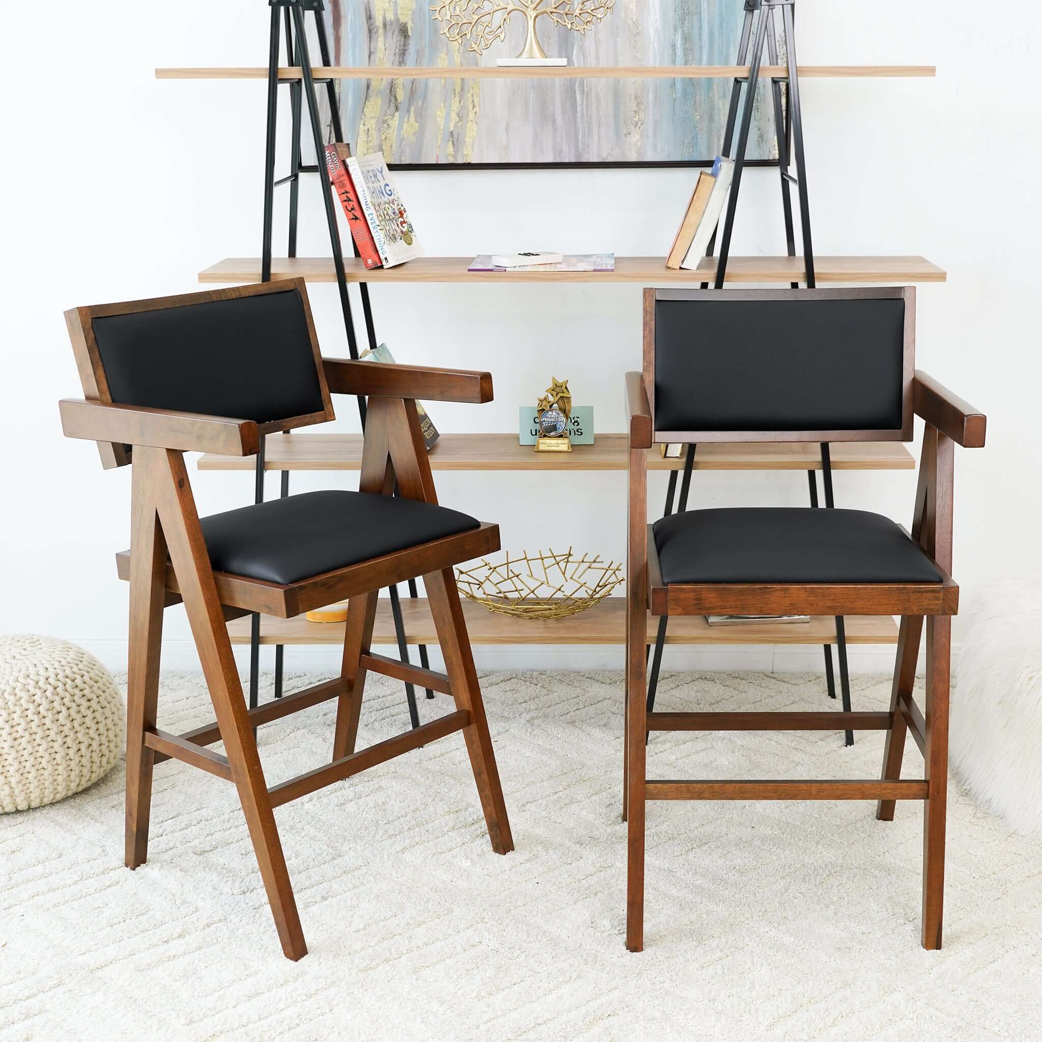 Athena Counter Chair In Black Vegan Leather - Image 4