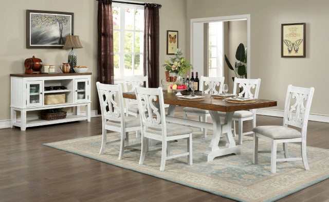 Auletta Distressed White/Distressed Dark Oak Dining Table - Image 2